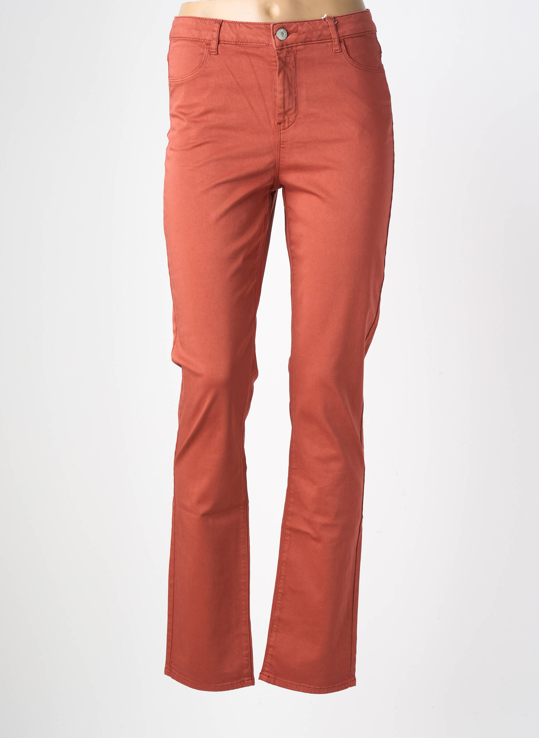 Pantalon drept elasticitate talie înaltă portocalie KANOPE femeie