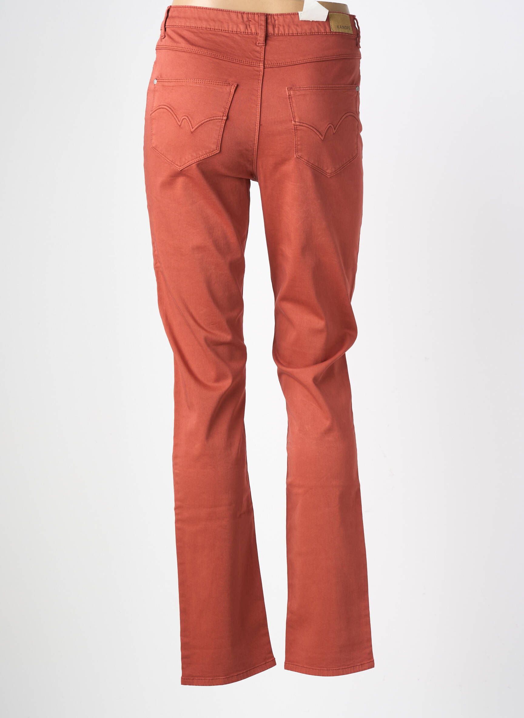 Pantalon drept elasticitate talie înaltă portocalie KANOPE femeie