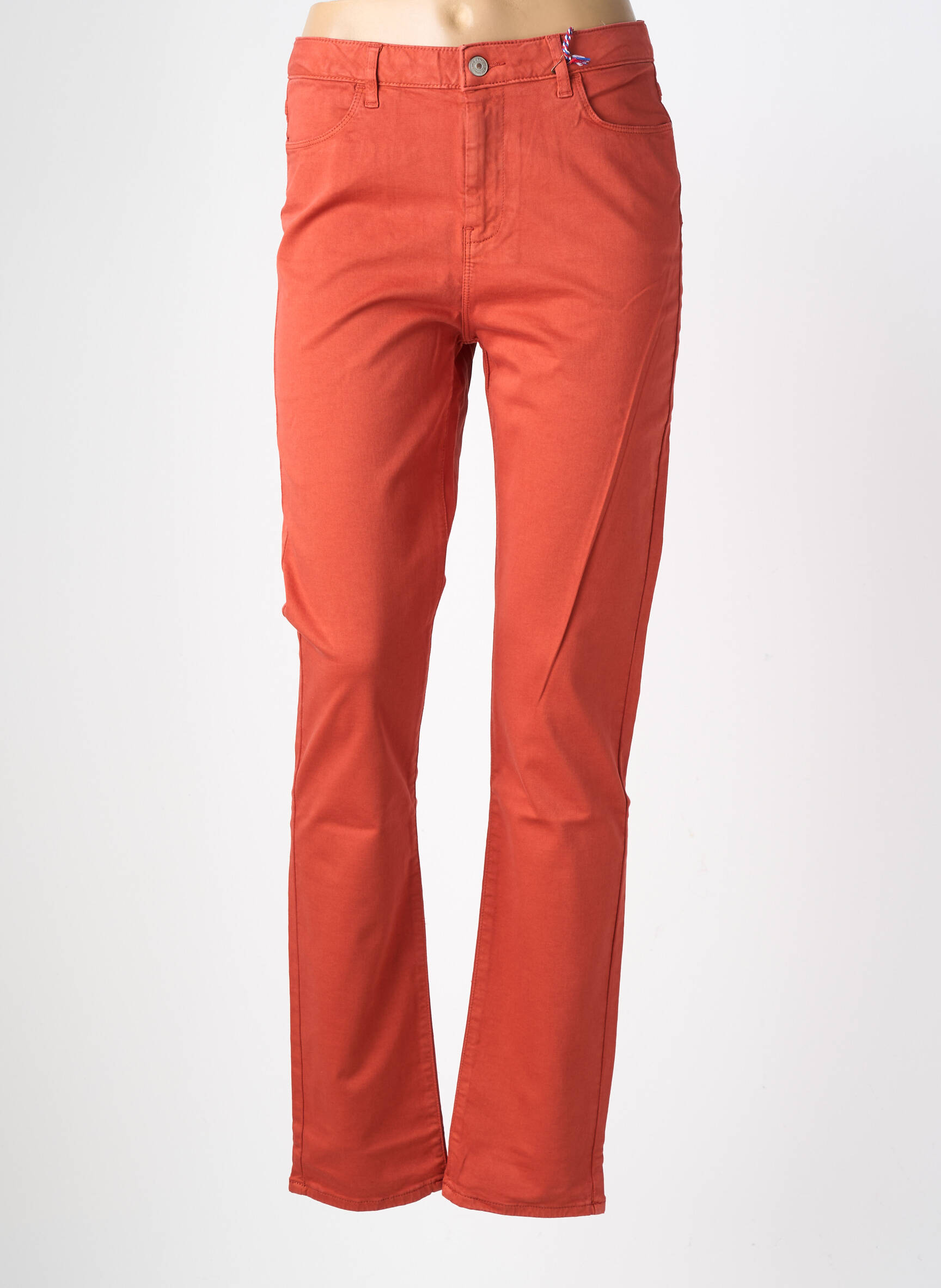 Pantalon drept elasticitate talie înaltă portocaliu închis KANOPE femeie