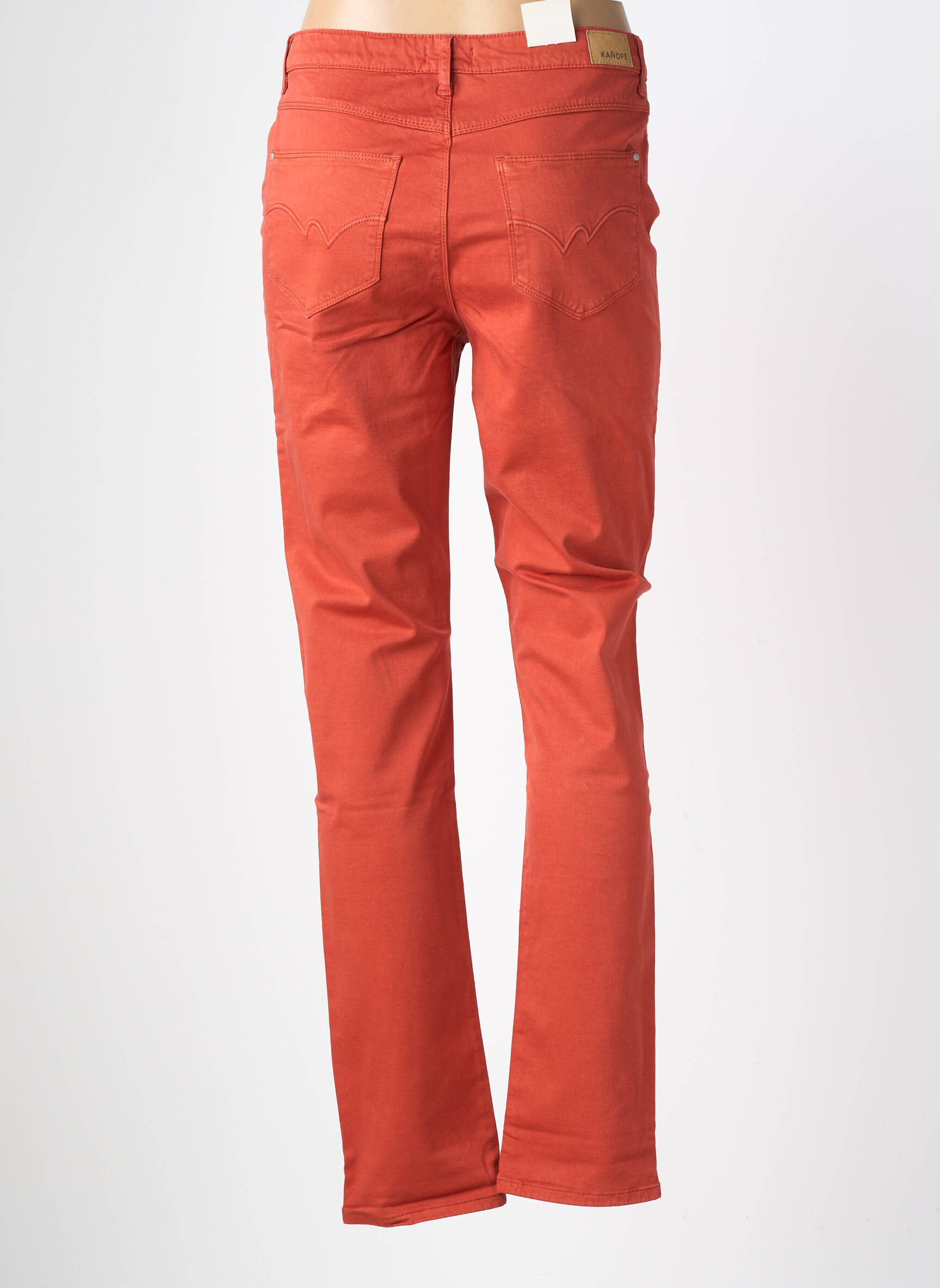 Pantalon drept elasticitate talie înaltă portocaliu închis KANOPE femeie