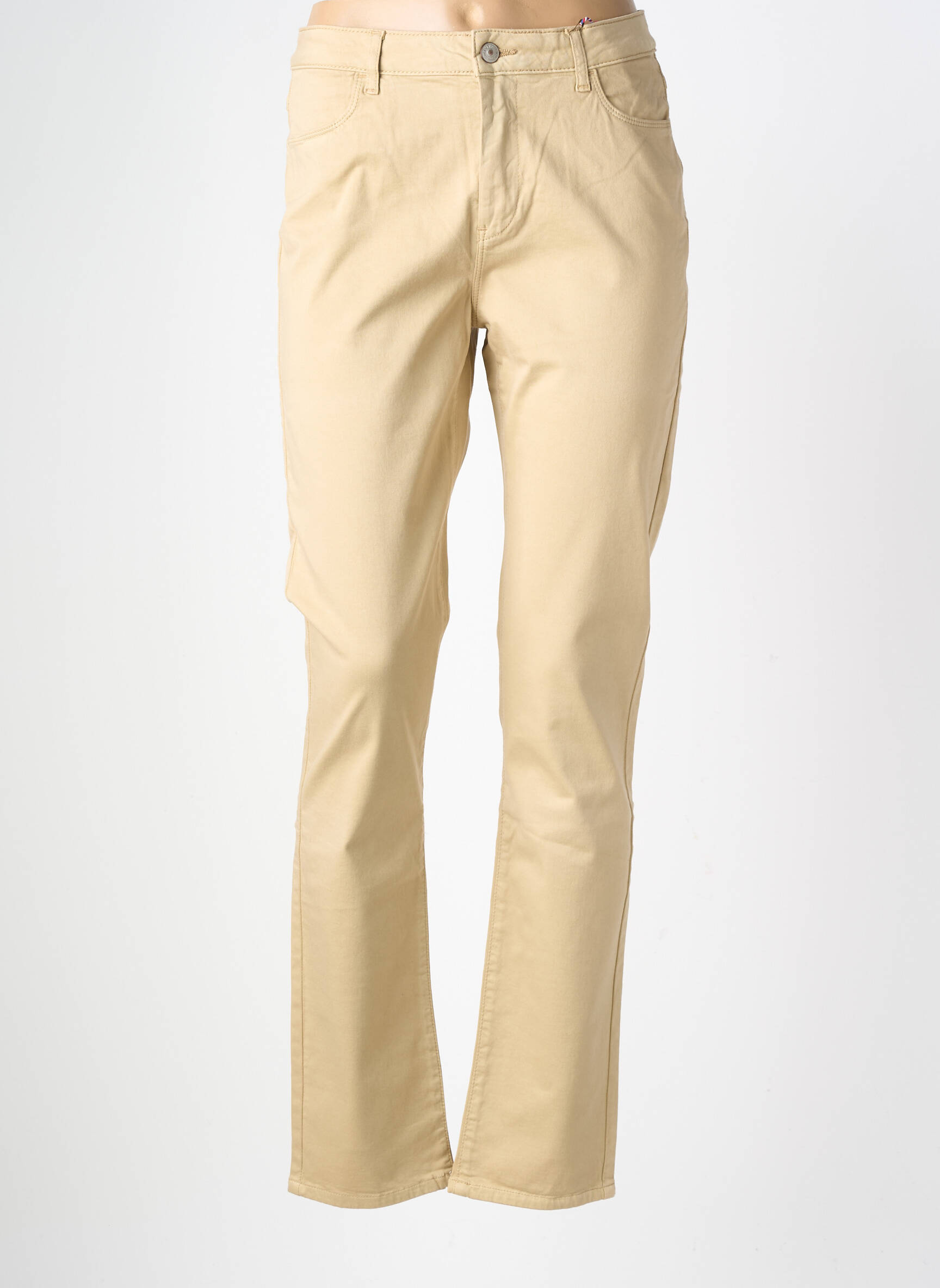 Pantalon drept elasticitate talie înaltă bej deschis KANOPE femeie