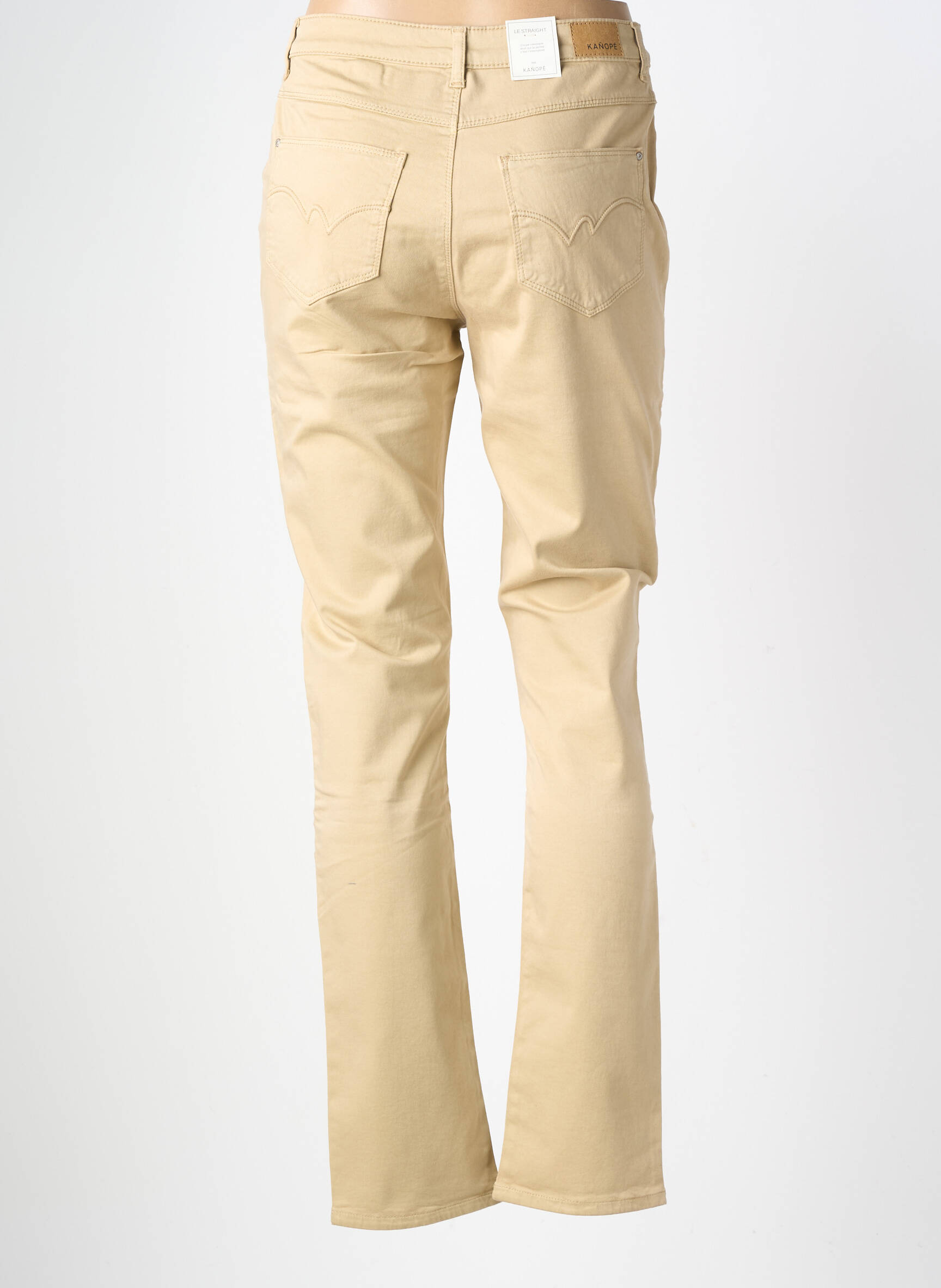 Pantalon drept elasticitate talie înaltă bej deschis KANOPE femeie