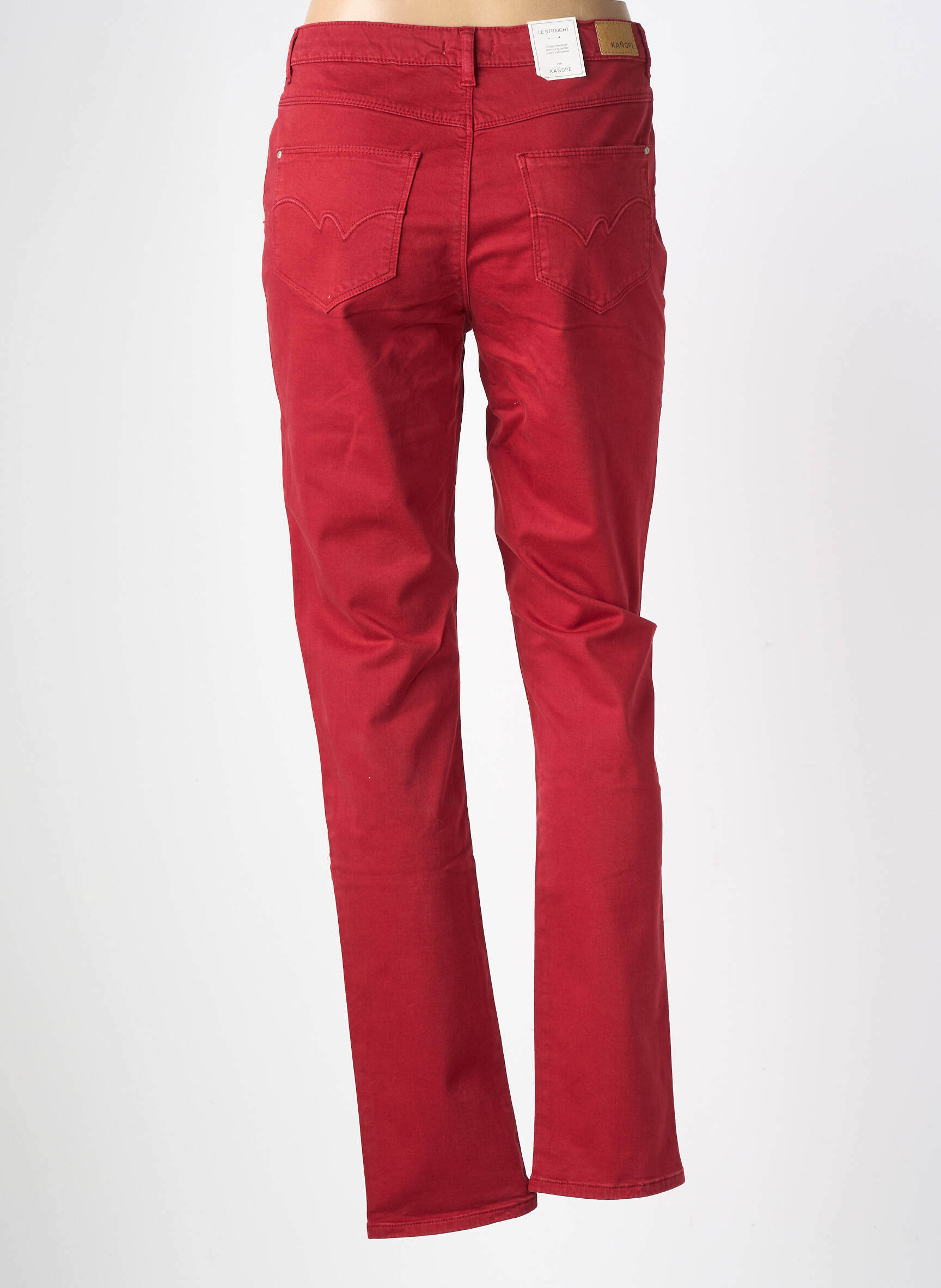 Pantalon drept elasticitate talie înaltă roșu KANOPE femeie