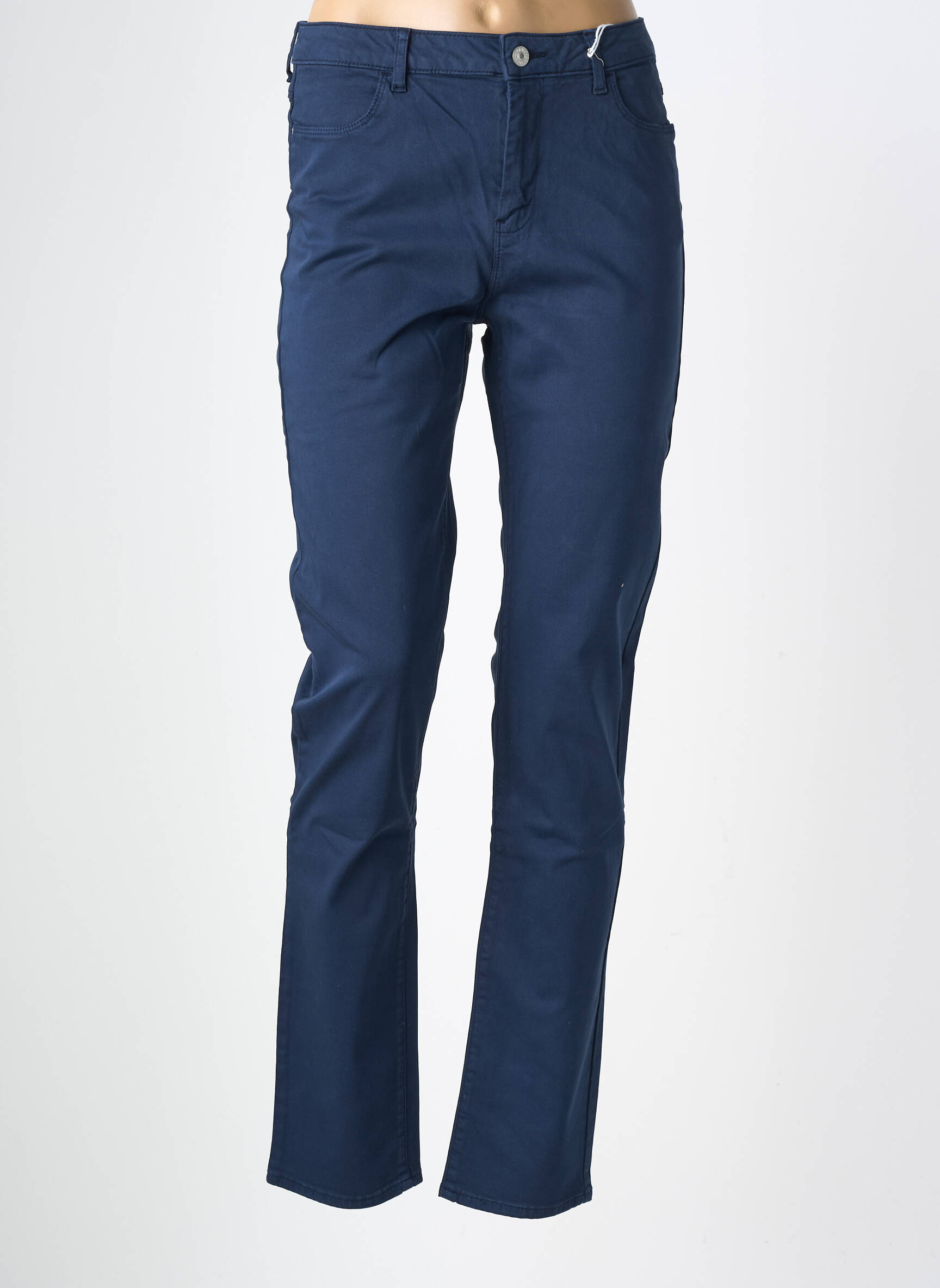 Pantalon drept elasticitate talie înaltă albastru KANOPE femeie