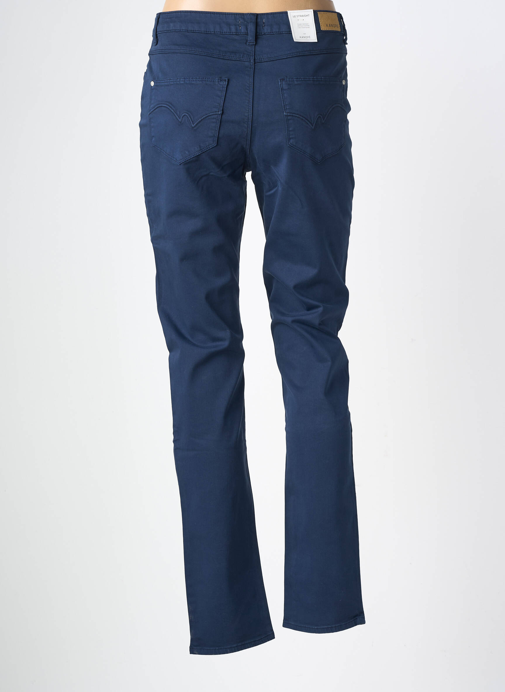 Pantalon drept elasticitate talie înaltă albastru KANOPE femeie