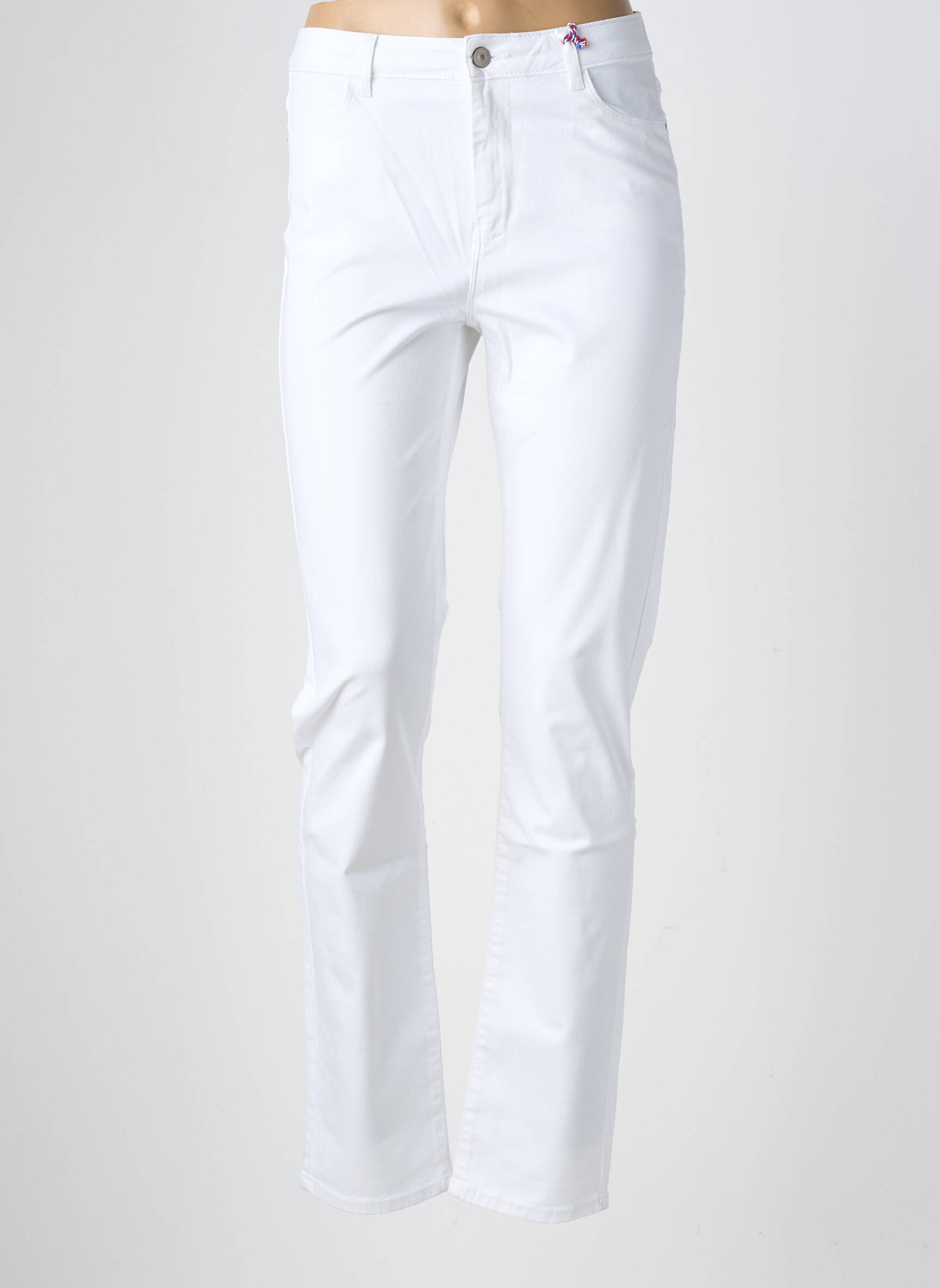 Pantalon drept elasticitate talie înaltă alb KANOPE femeie