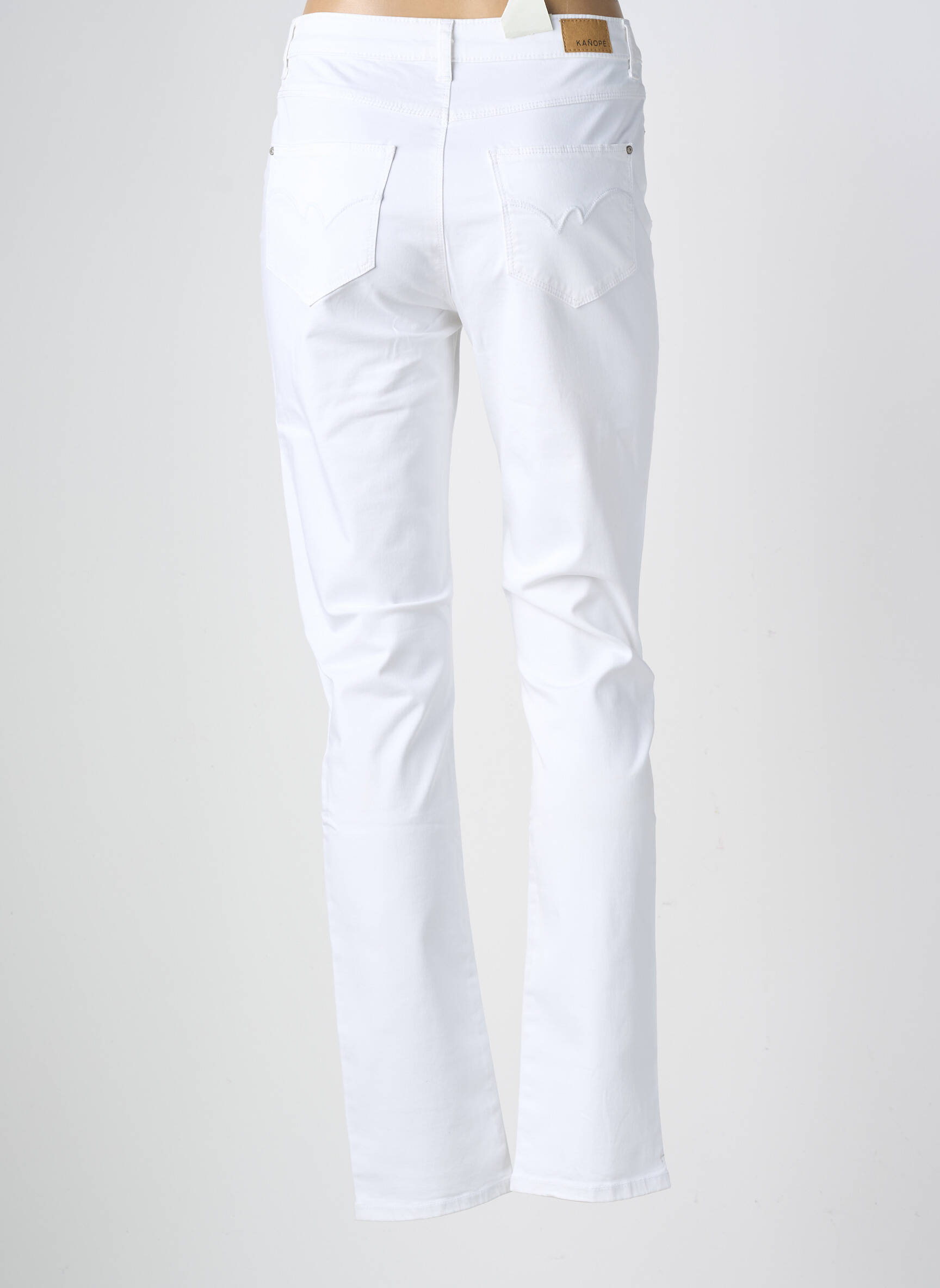 Pantalon drept elasticitate talie înaltă alb KANOPE femeie