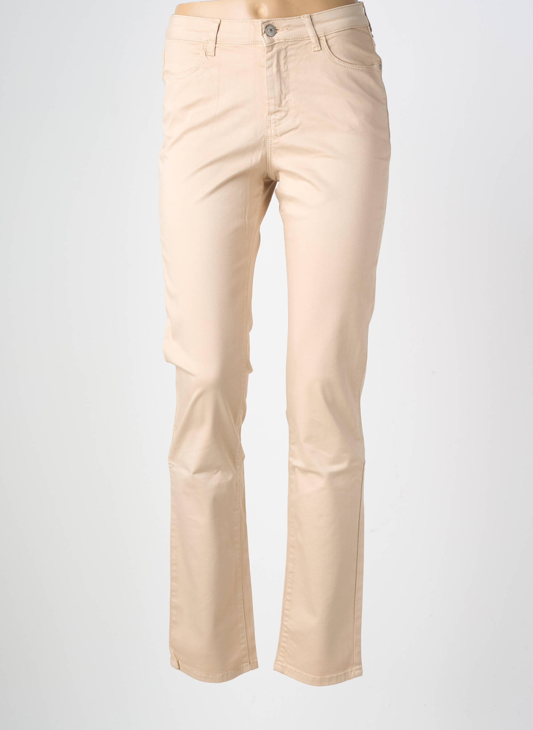 Pantalon drept elasticitate talie înaltă roz KANOPE femeie