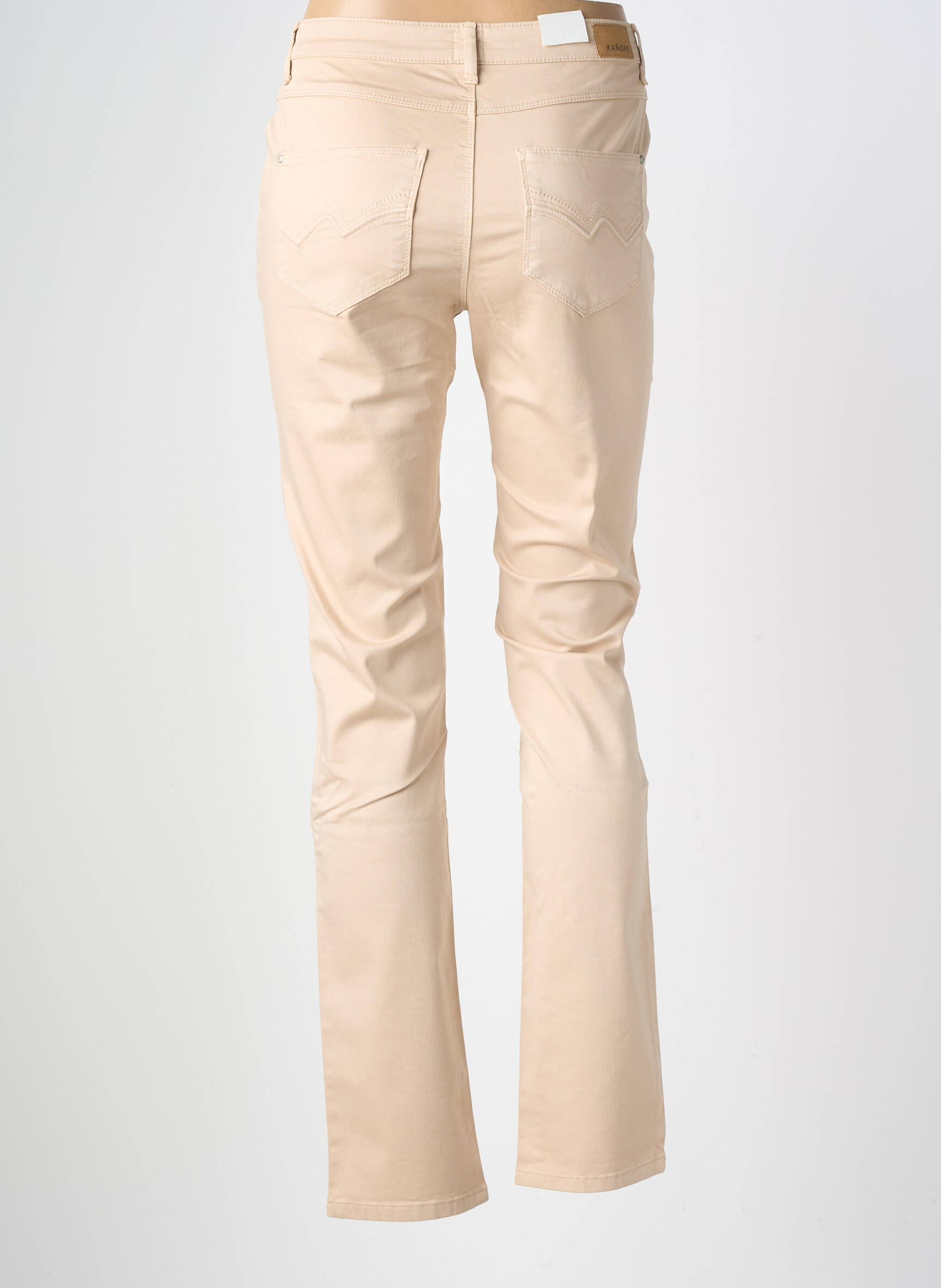 Pantalon drept elasticitate talie înaltă roz KANOPE femeie