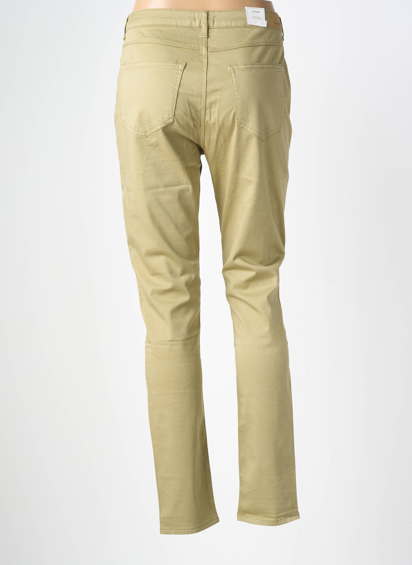 Pantalon slim țesătură poplin mărime normală verde KANOPE femeie