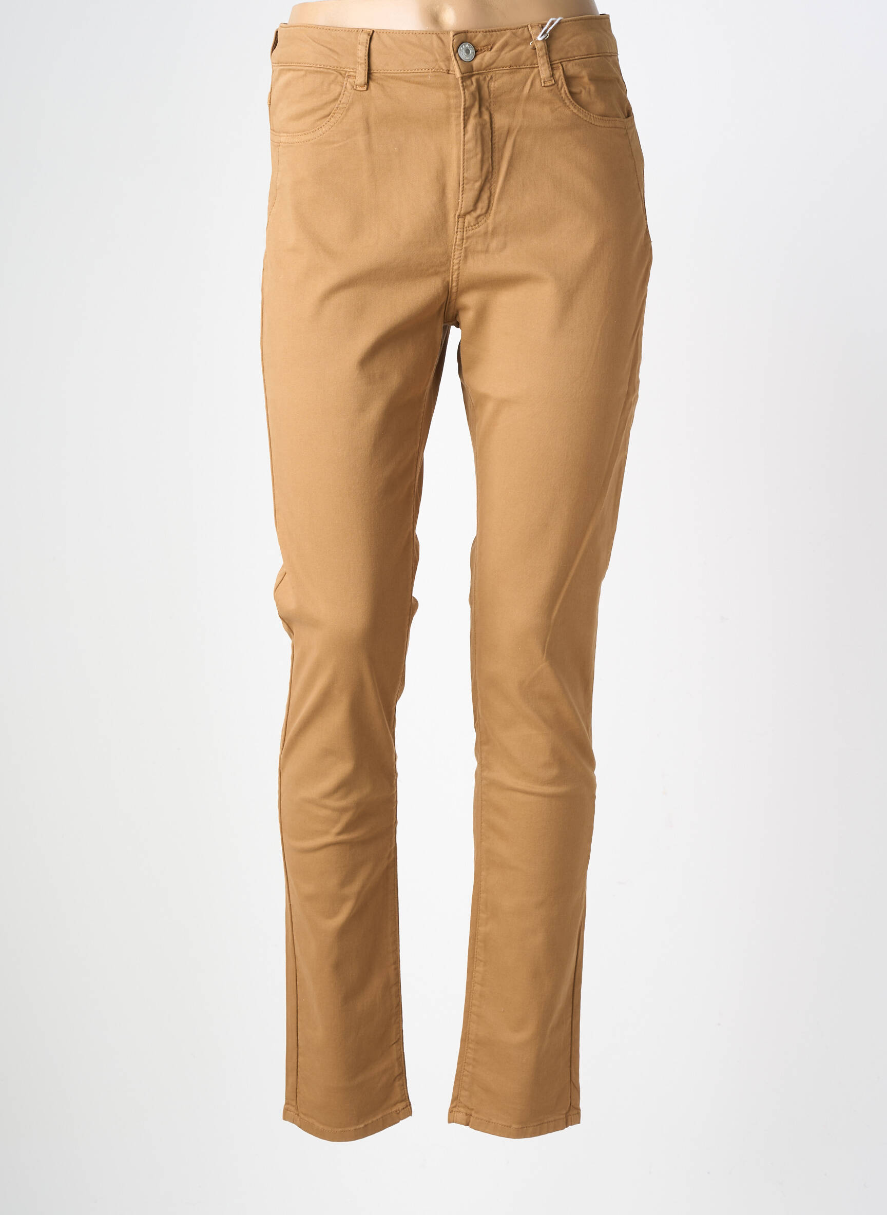 Pantalon slim țesătură poplin mărime normală maro KANOPE femeie