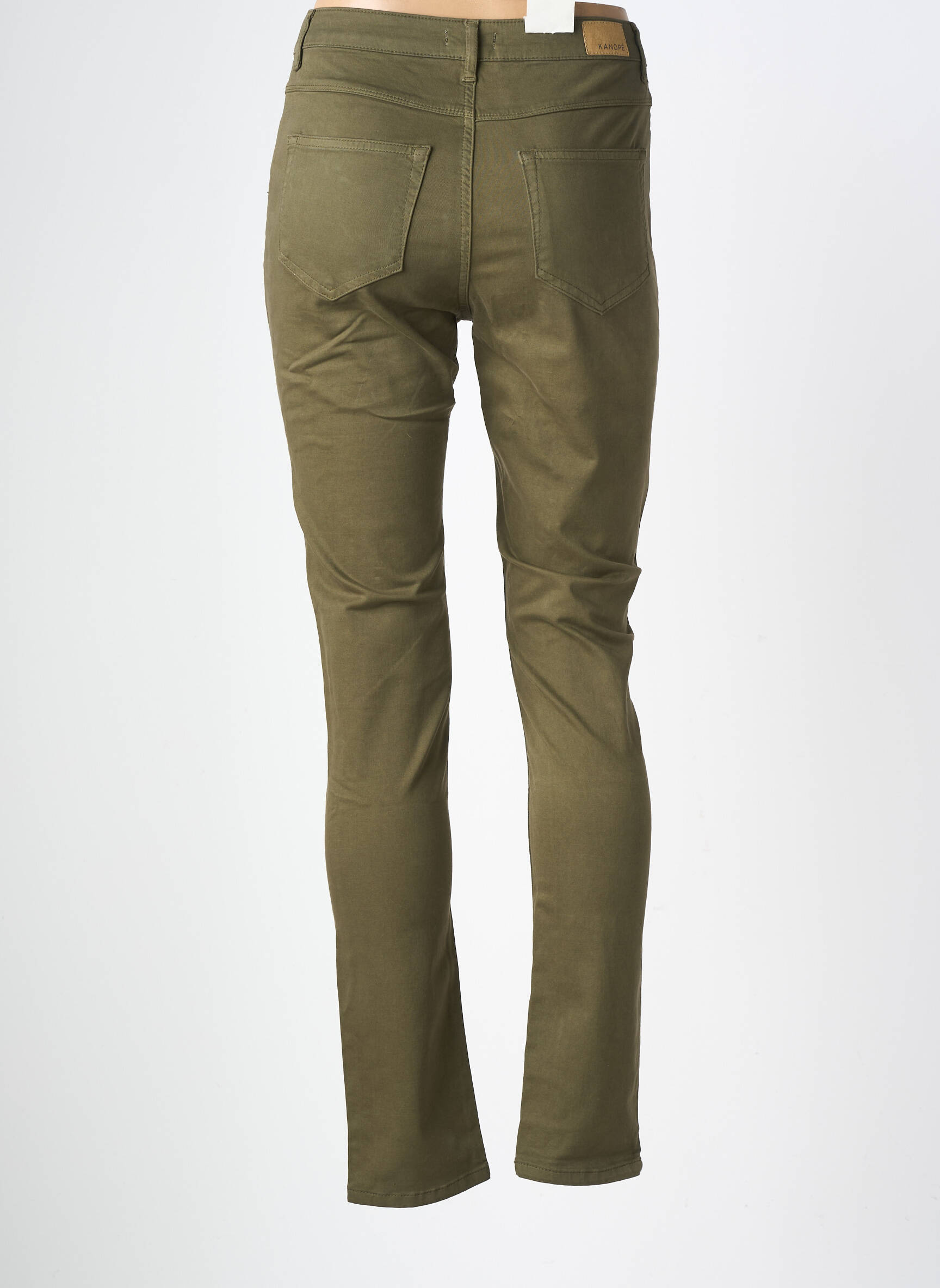 Pantalon slim țesătură poplin mărime normală verde închis KANOPE femeie
