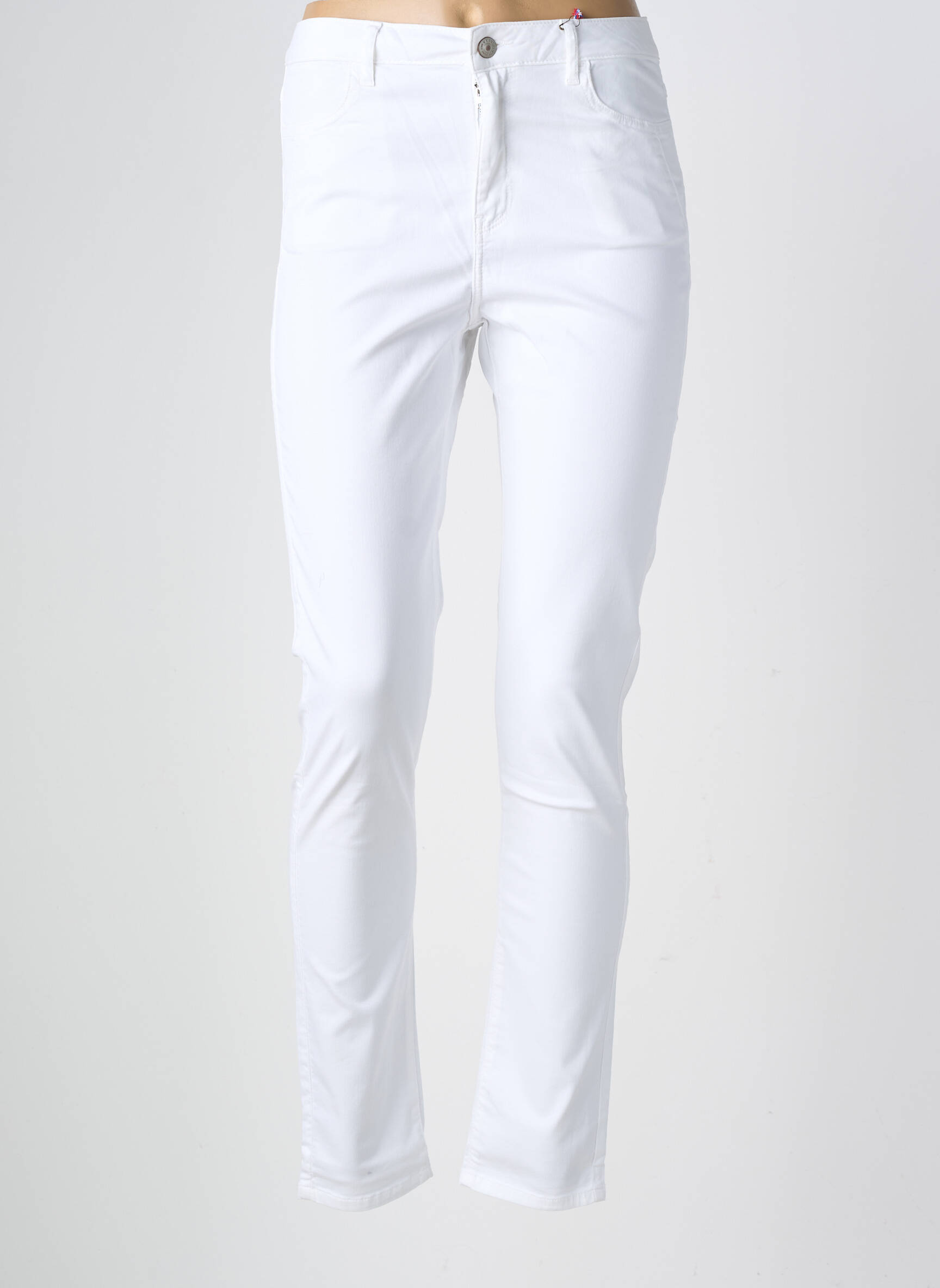 Pantalon slim țesătură poplin mărime normală alb KANOPE femeie