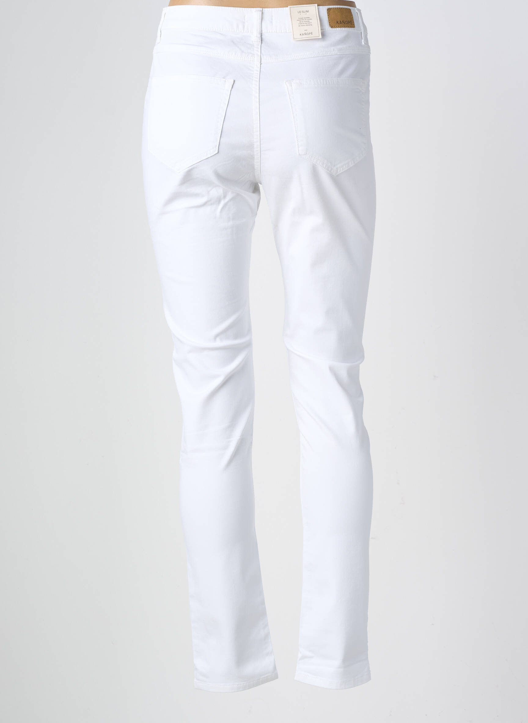 Pantalon slim țesătură poplin mărime normală alb KANOPE femeie