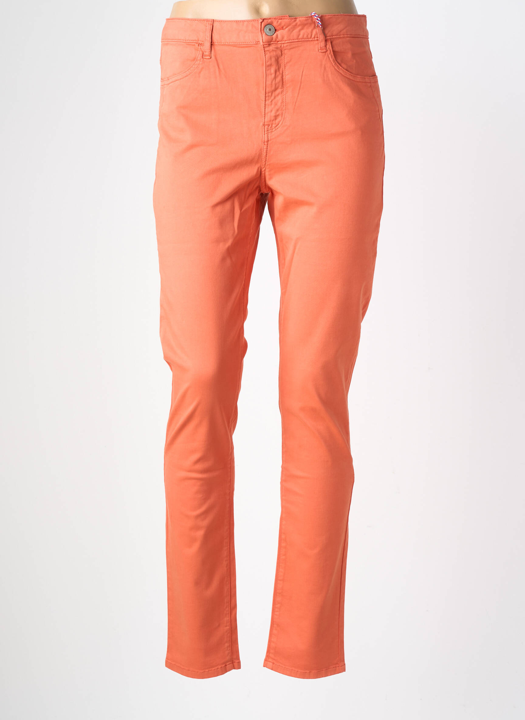 Pantalon slim țesătură poplin mărime normală portocalie KANOPE femeie