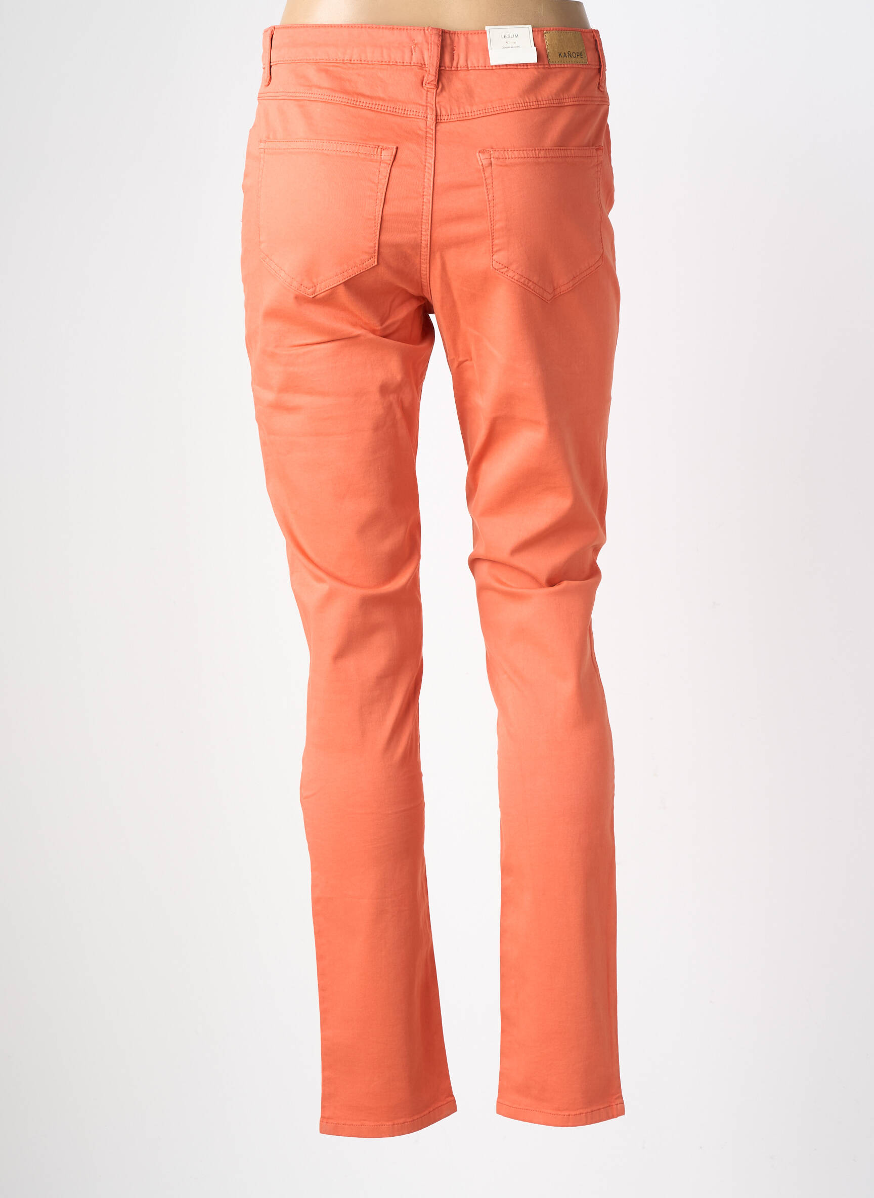 Pantalon slim țesătură poplin mărime normală portocalie KANOPE femeie
