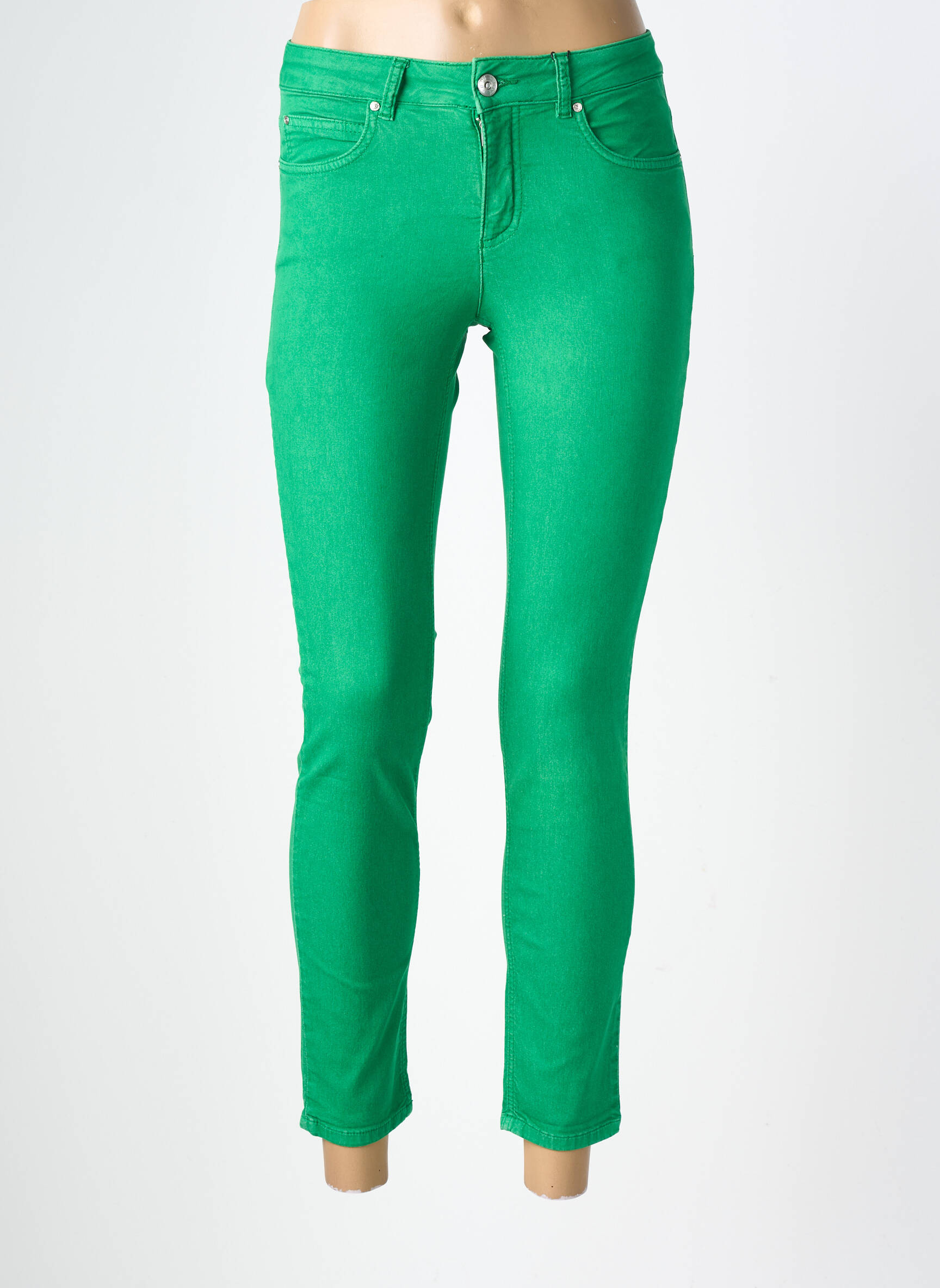 Blugi cu croială slim elasticitate mărime normală verde OUI femeie