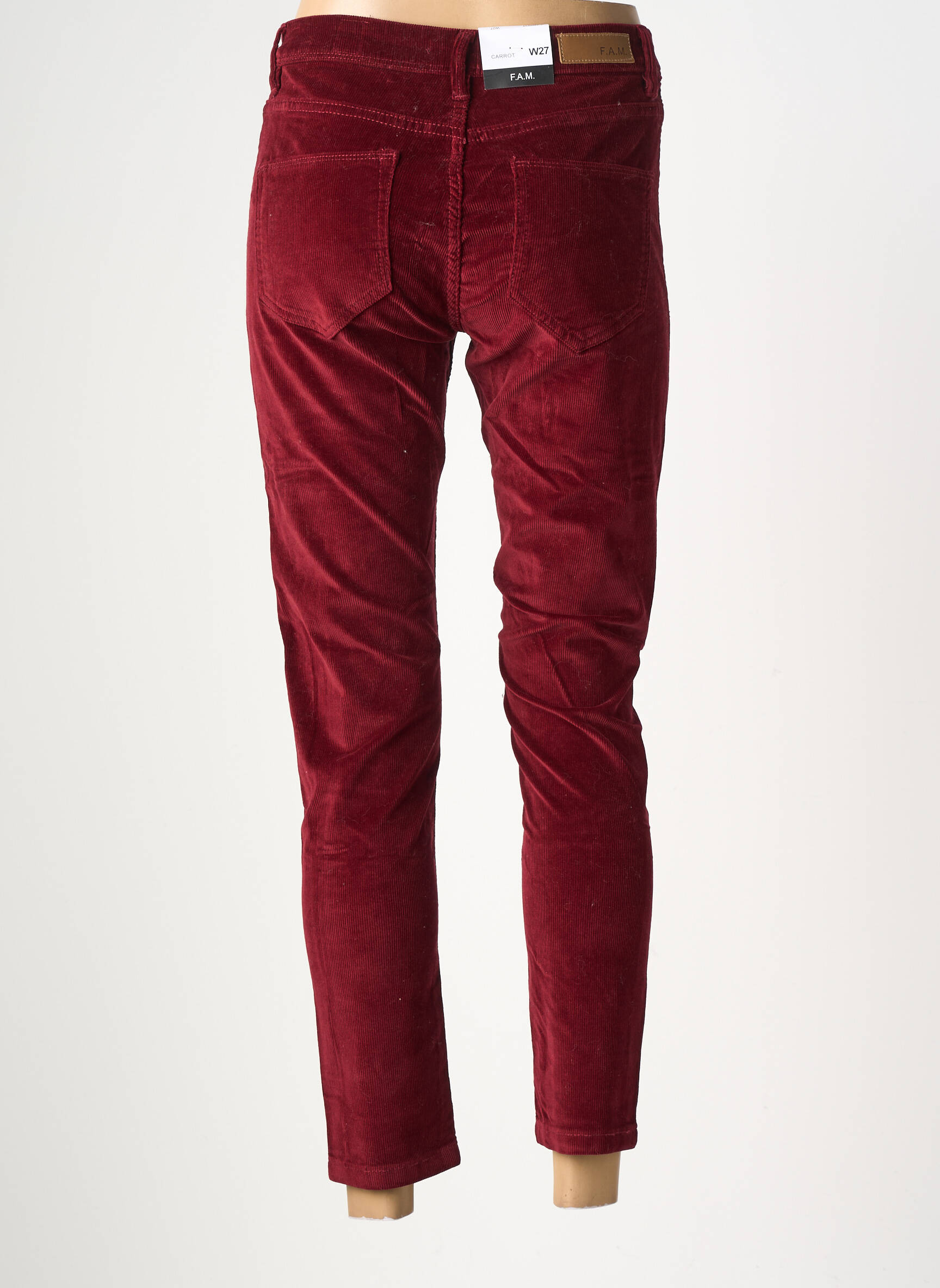 Pantalon slim elasticitate mărime normală roșu F.A.M. femeie