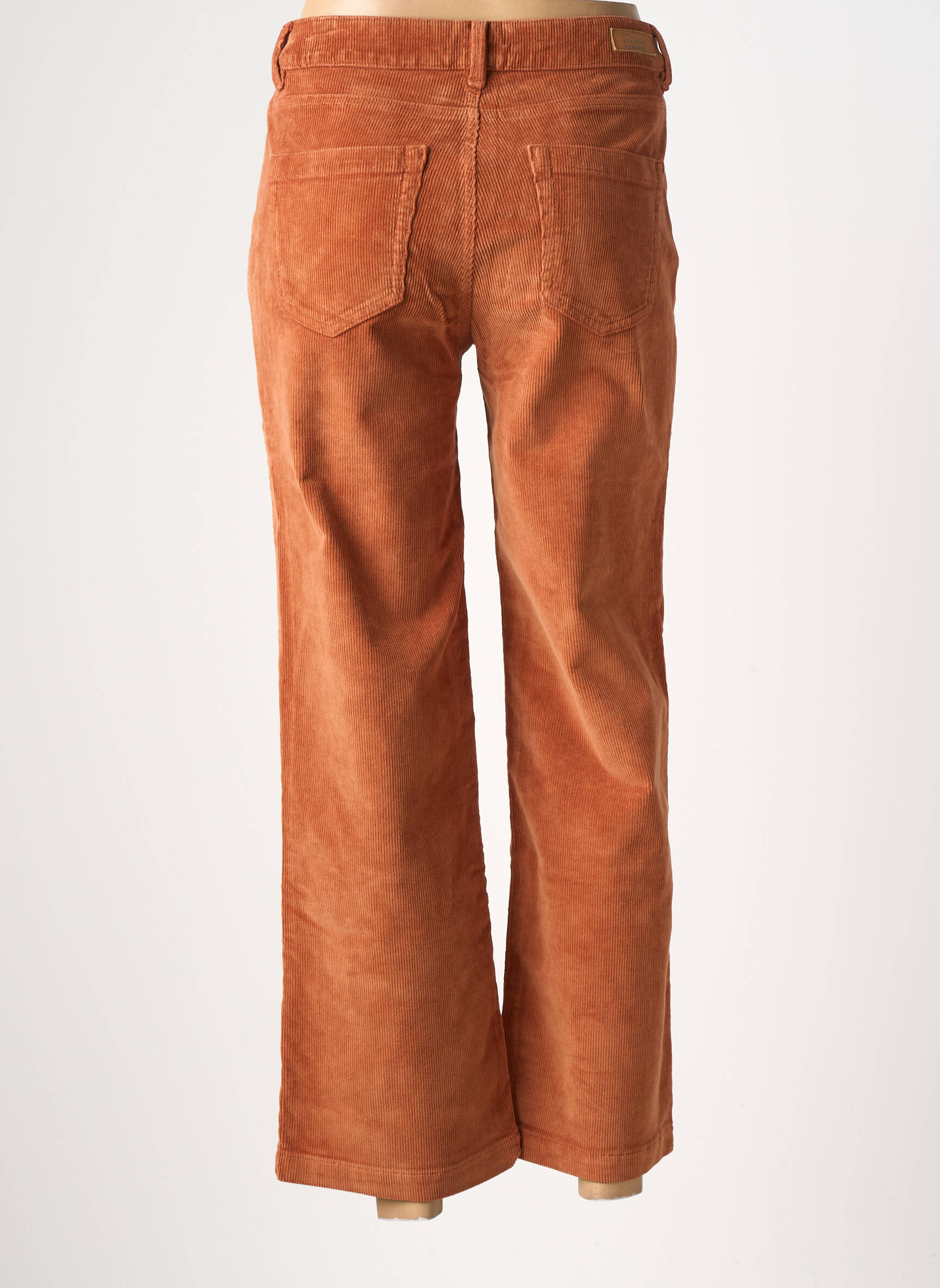 Pantalon larg închidere cu fermoar sub clapetă cu nasturi talie înaltă portocalie HAPPY femeie