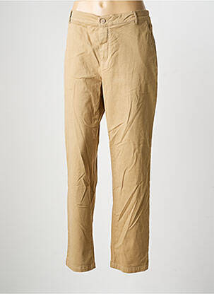 Pantalon chino țesătură poplin mărime normală bej HAPPY femeie