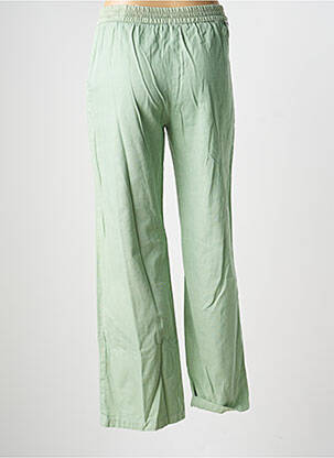 Pantalon larg țesătură crep talie înaltă verde REIKO femeie