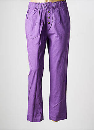 Pantalon drept țesătură poplin mărime normală violet YERSE femeie
