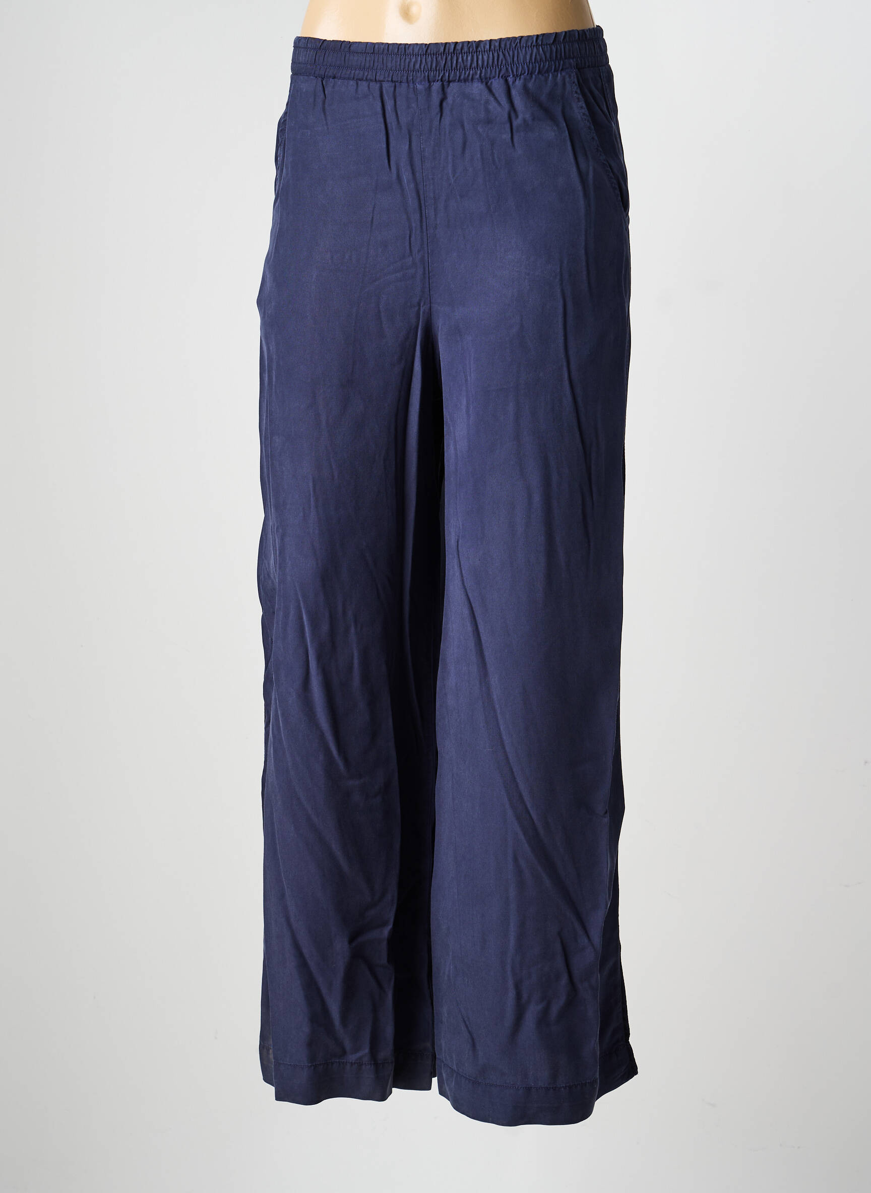 Pantalon larg țesătură poplin mărime normală albastru KANOPE femeie