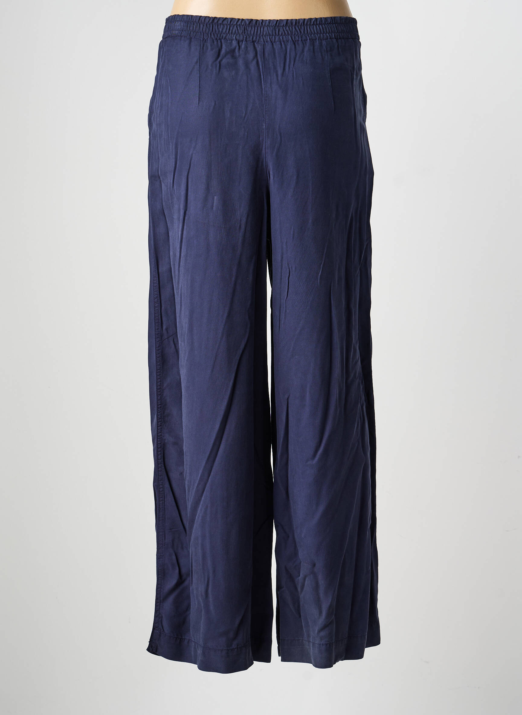Pantalon larg țesătură poplin mărime normală albastru KANOPE femeie