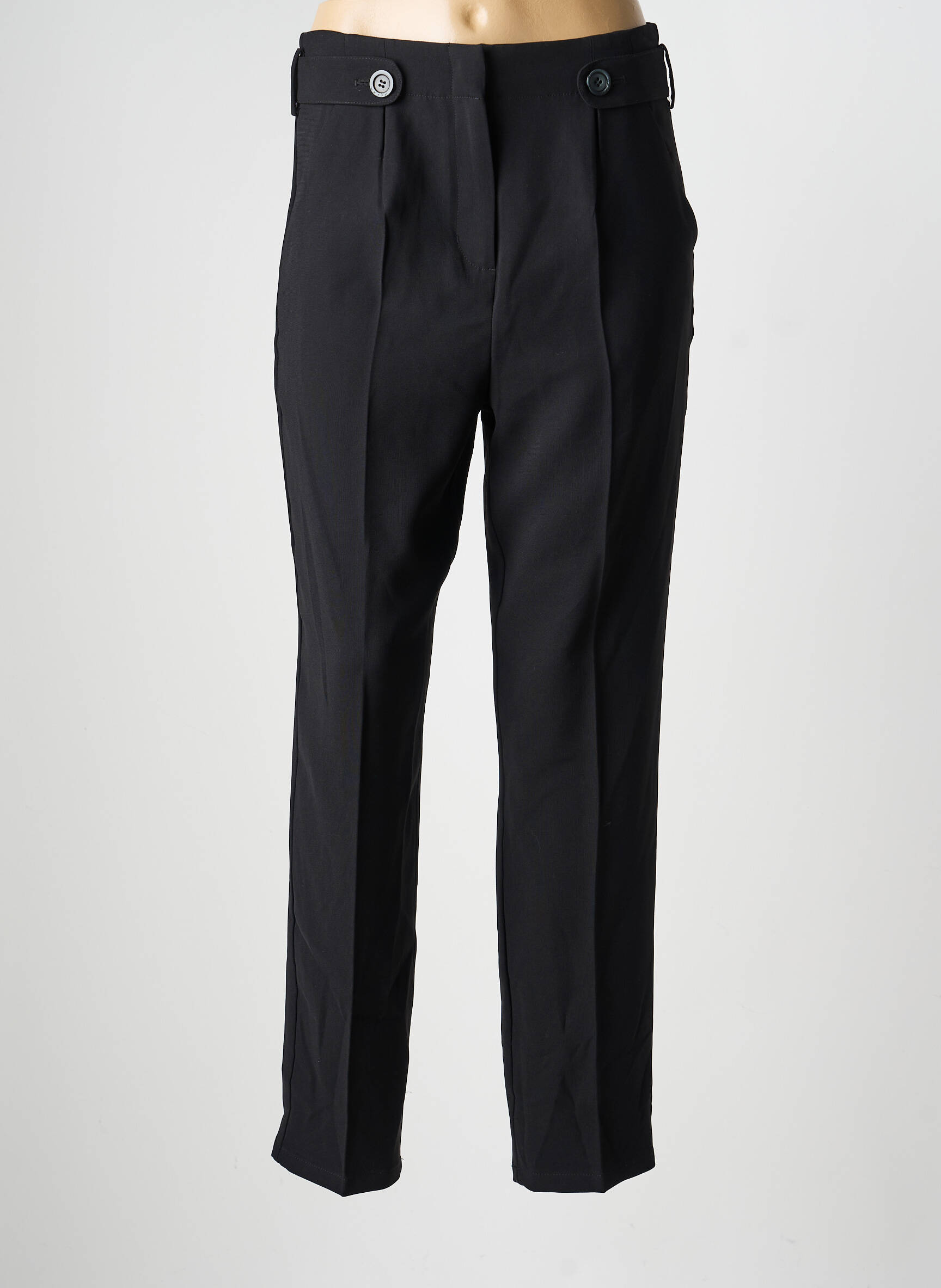 Pantalon drept țesătură crep talie înaltă negru SCHOOL RAG femeie