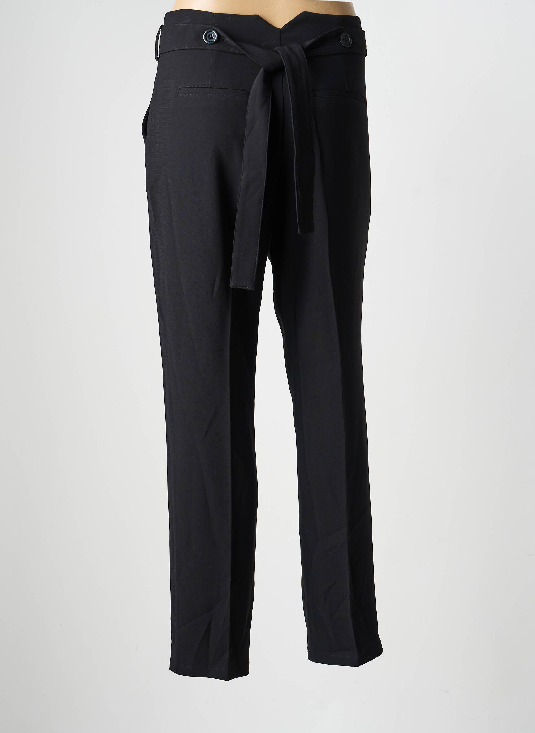Pantalon drept țesătură crep talie înaltă negru SCHOOL RAG femeie