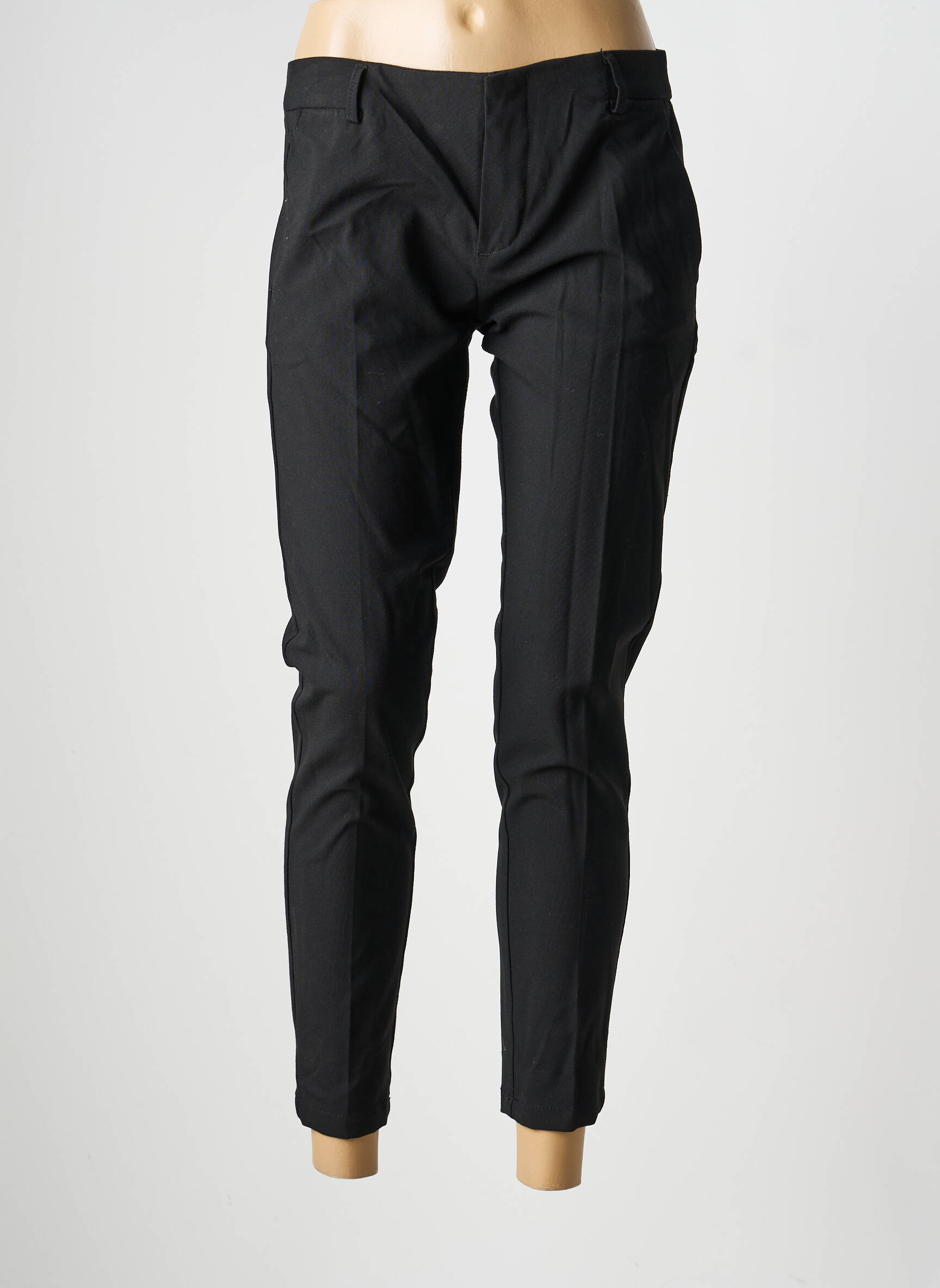 Pantalon chino închidere cu fermoar sub clapetă cu nasturi mărime normală negru REIKO femeie