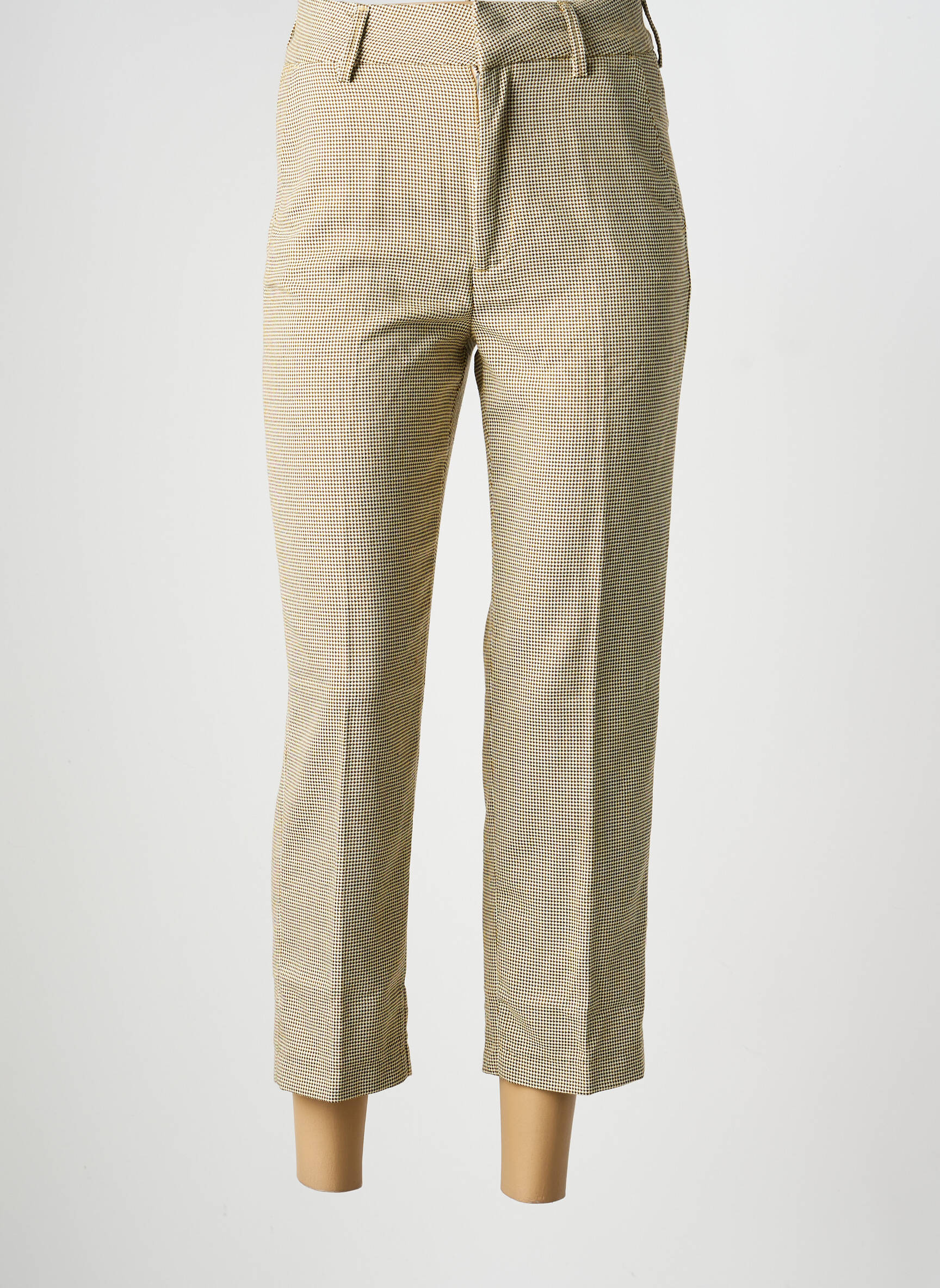 Pantalon 7/8 talie cu cleme mărime normală bej REIKO femeie