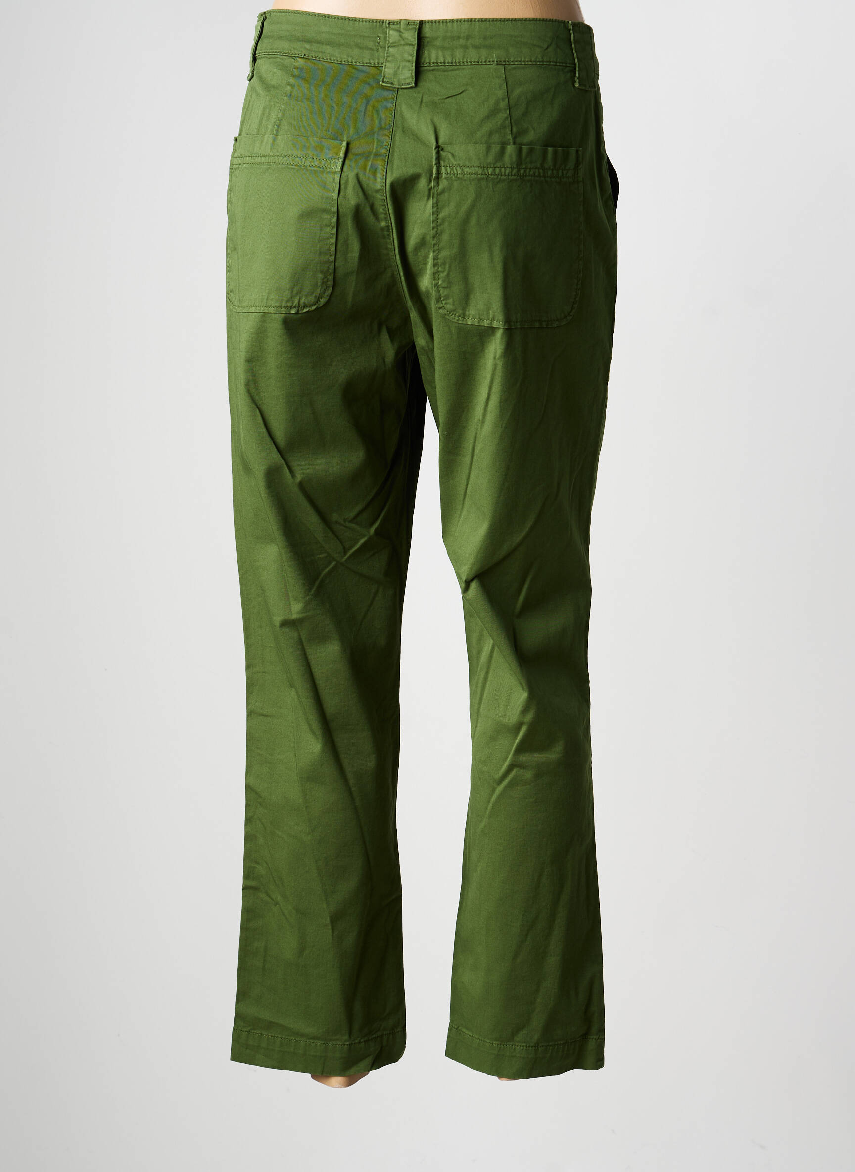 Pantalon drept țesătură poplin mărime normală verde KANOPE femeie