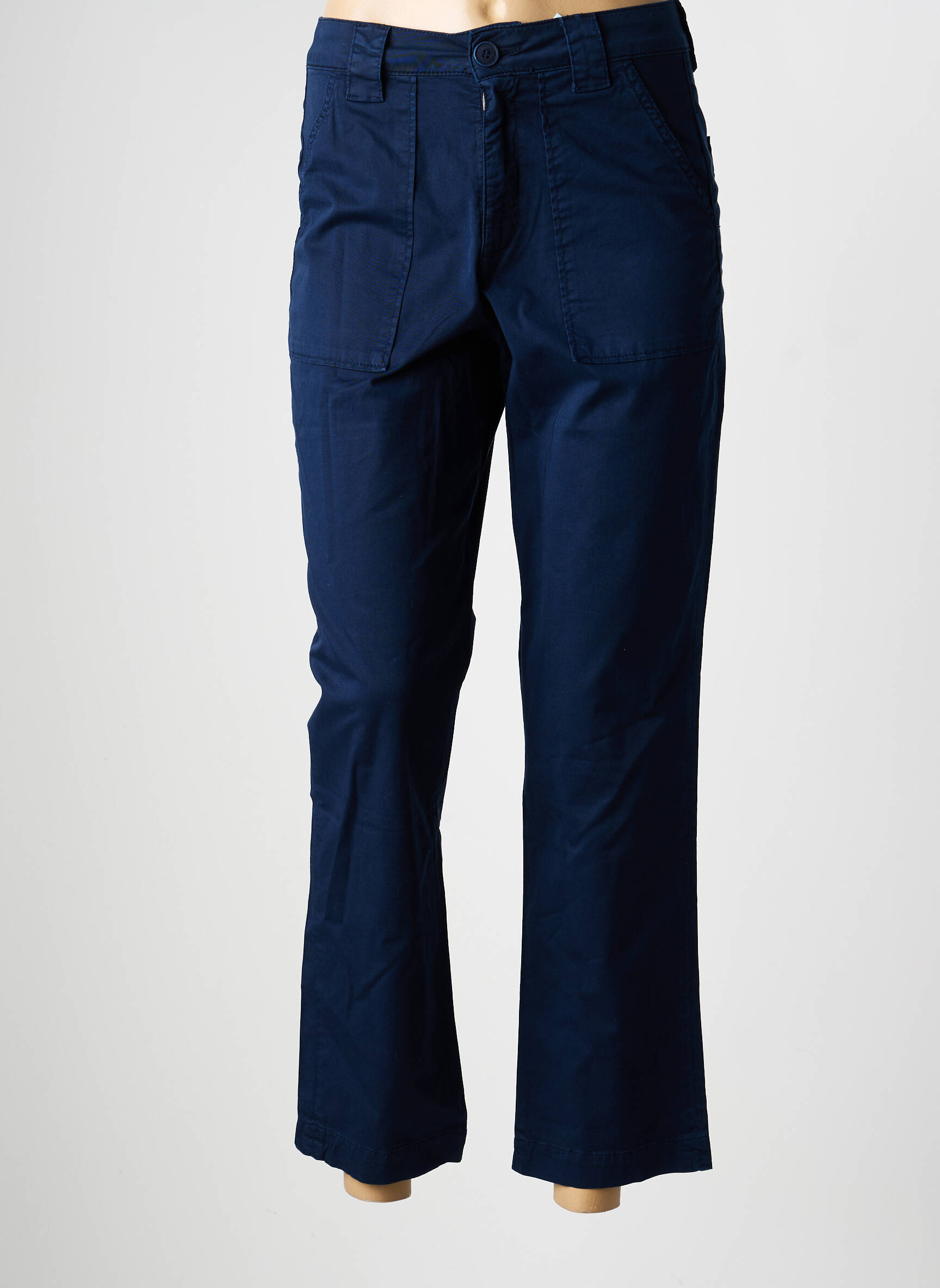 Pantalon drept țesătură poplin mărime normală albastru KANOPE femeie