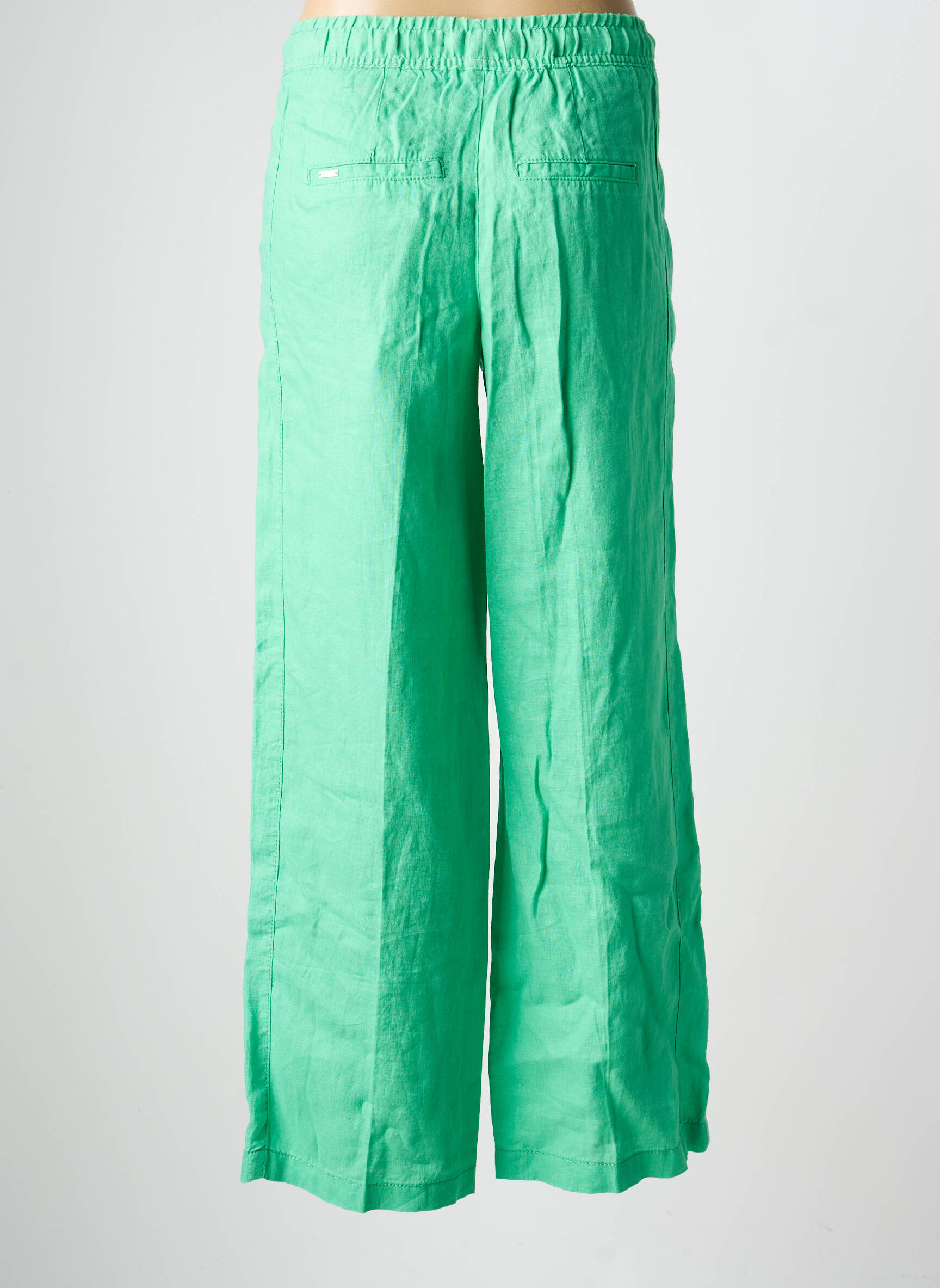 Pantalon larg țesătură crep mărime normală verde STREET ONE femeie