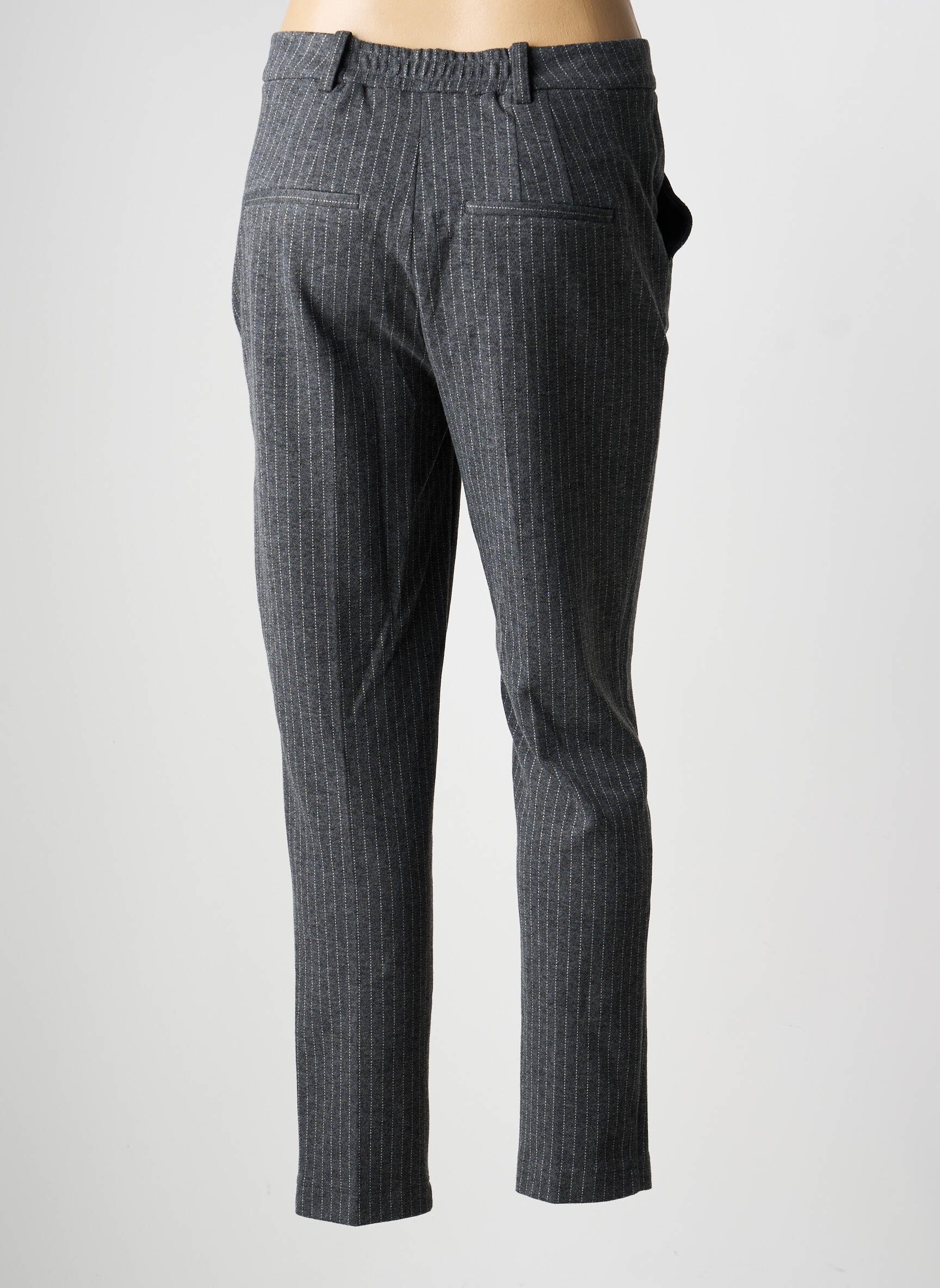 Pantalon chino închidere cu fermoar sub clapetă cu cârlig mărime normală gri OUI femeie