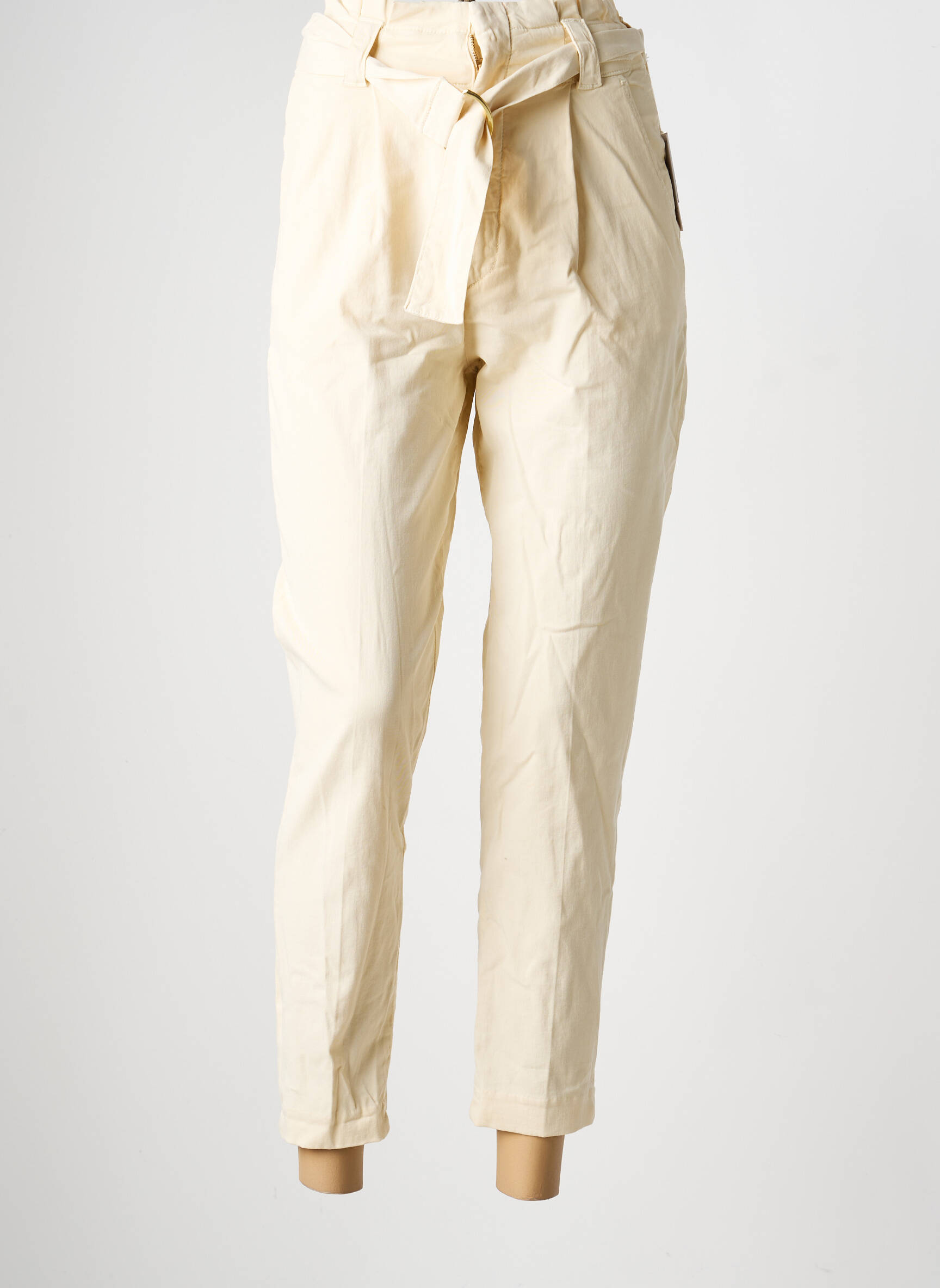 Pantalon 7/8 talie înaltă talie înaltă bej REIKO femeie