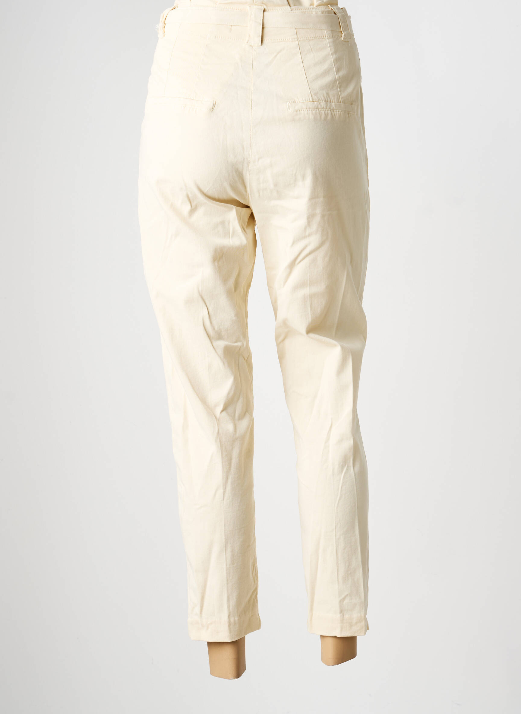 Pantalon 7/8 talie înaltă talie înaltă bej REIKO femeie