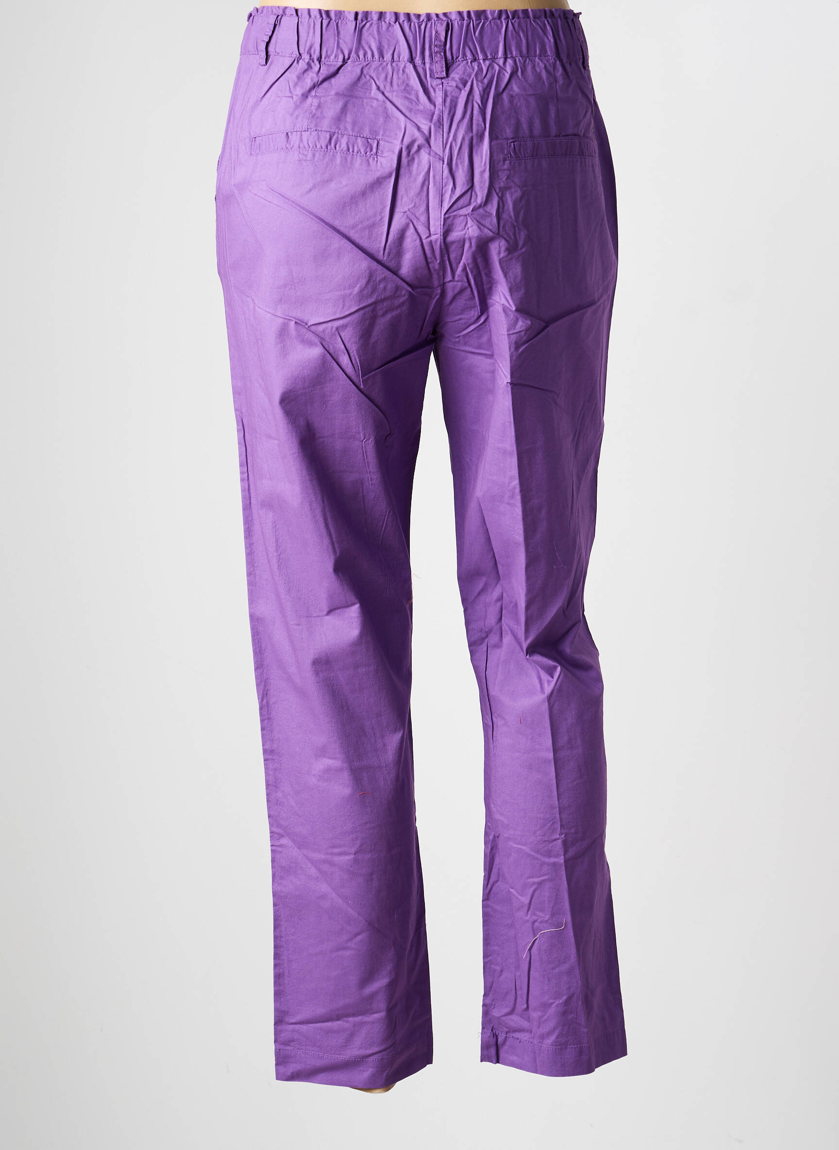 Pantalon drept țesătură poplin mărime normală violet YERSE femeie