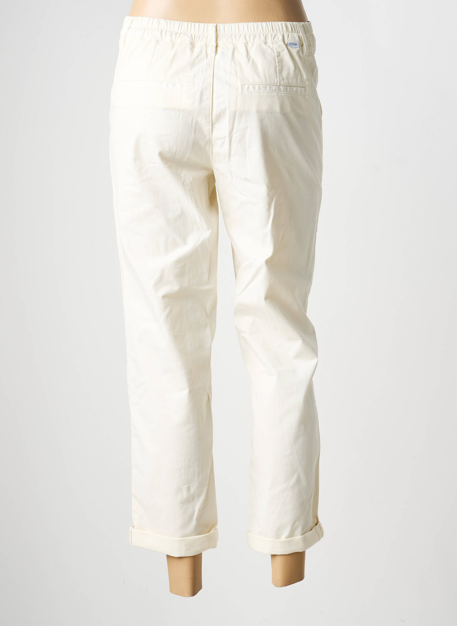 Pantalon chino țesătură poplin mărime normală bej HAPPY femeie
