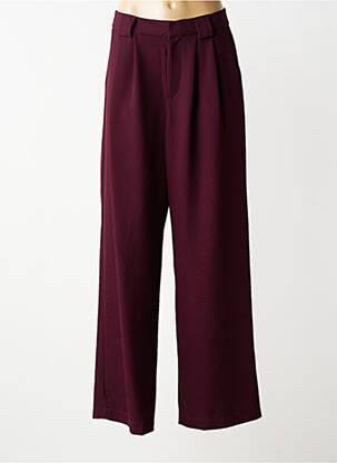 Pantalon larg țesătură crep talie înaltă roșu LUMINA femeie