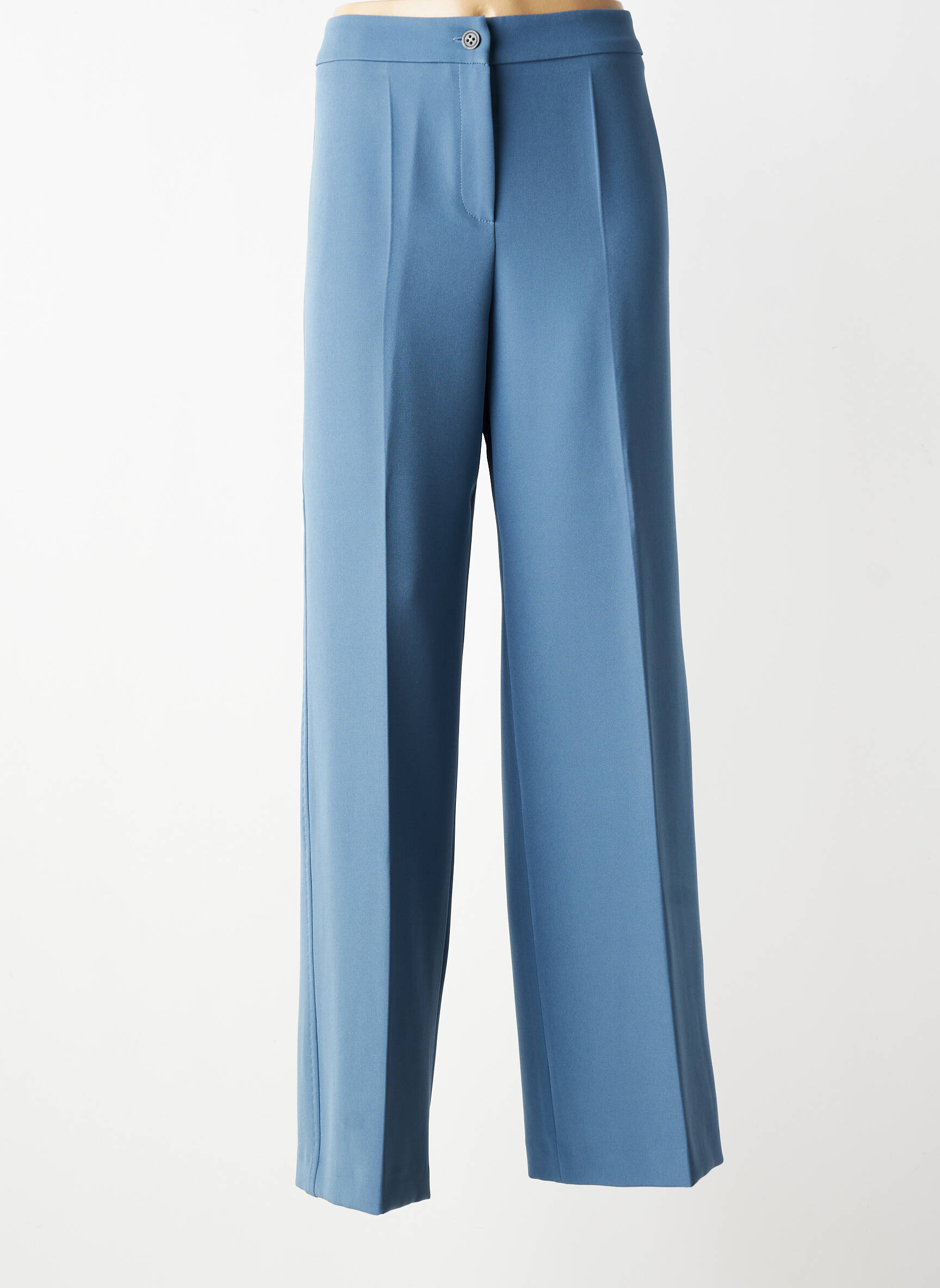 Pantalon larg țesătură crep talie înaltă albastru DIANA GALLESI femeie
