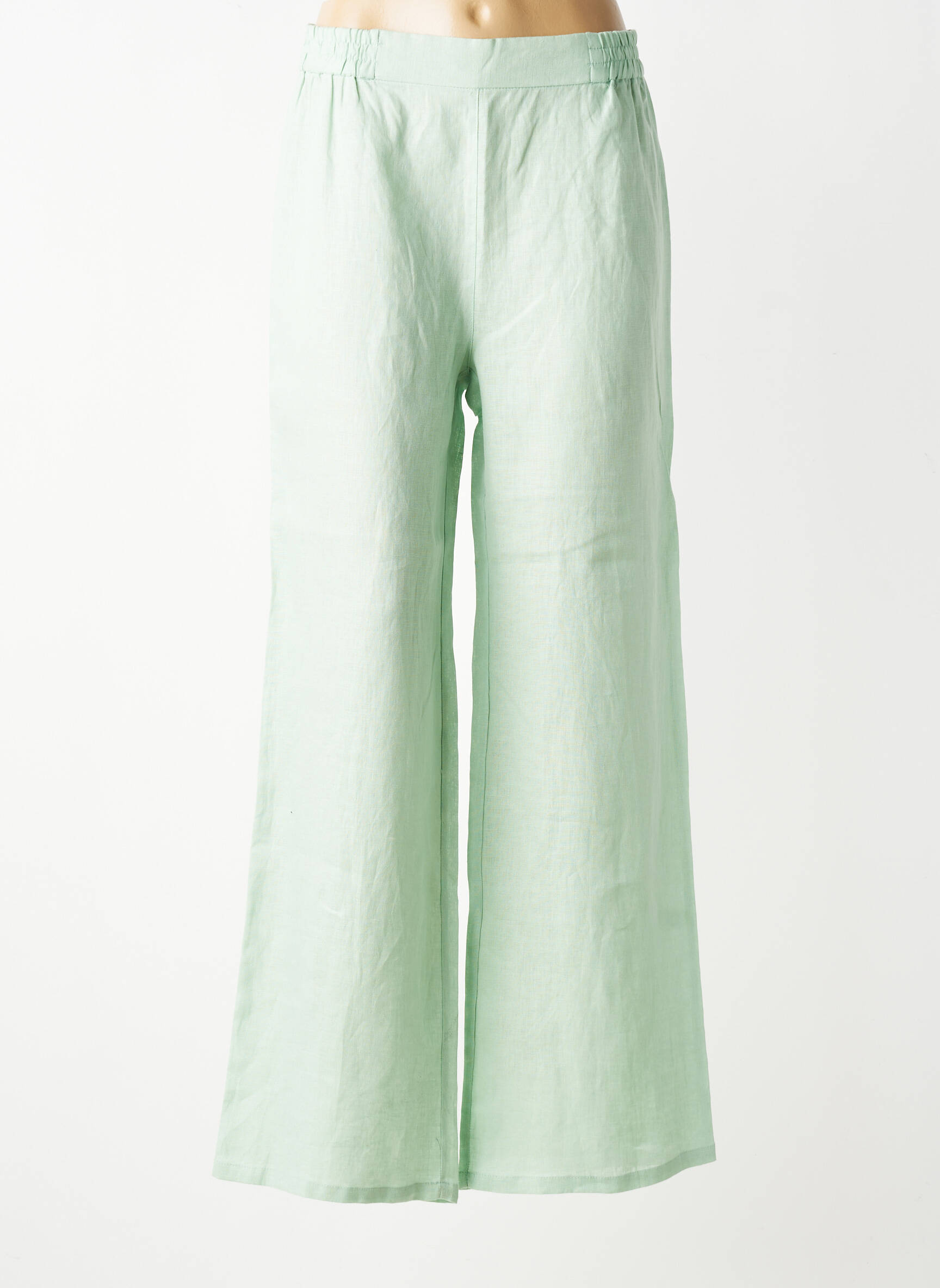 Pantalon larg țesătură crep mărime normală verde DIANA GALLESI femeie
