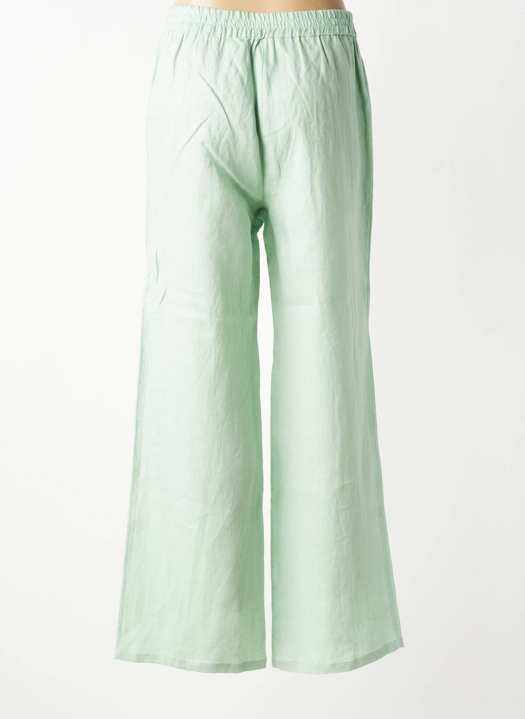 Pantalon larg țesătură crep mărime normală verde DIANA GALLESI femeie
