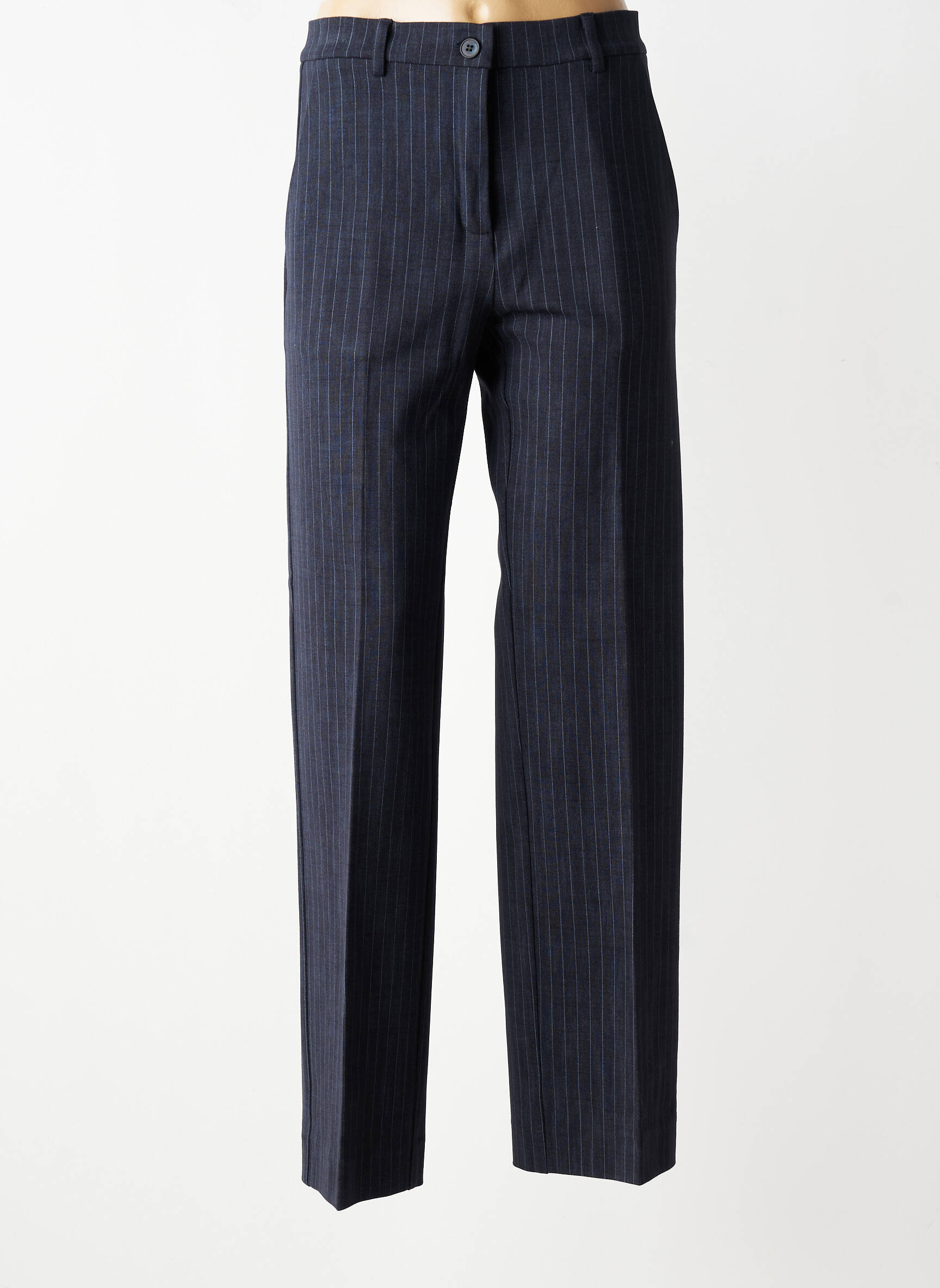 Pantalon drept talie cu cleme mărime normală albastru VOLPATO femeie