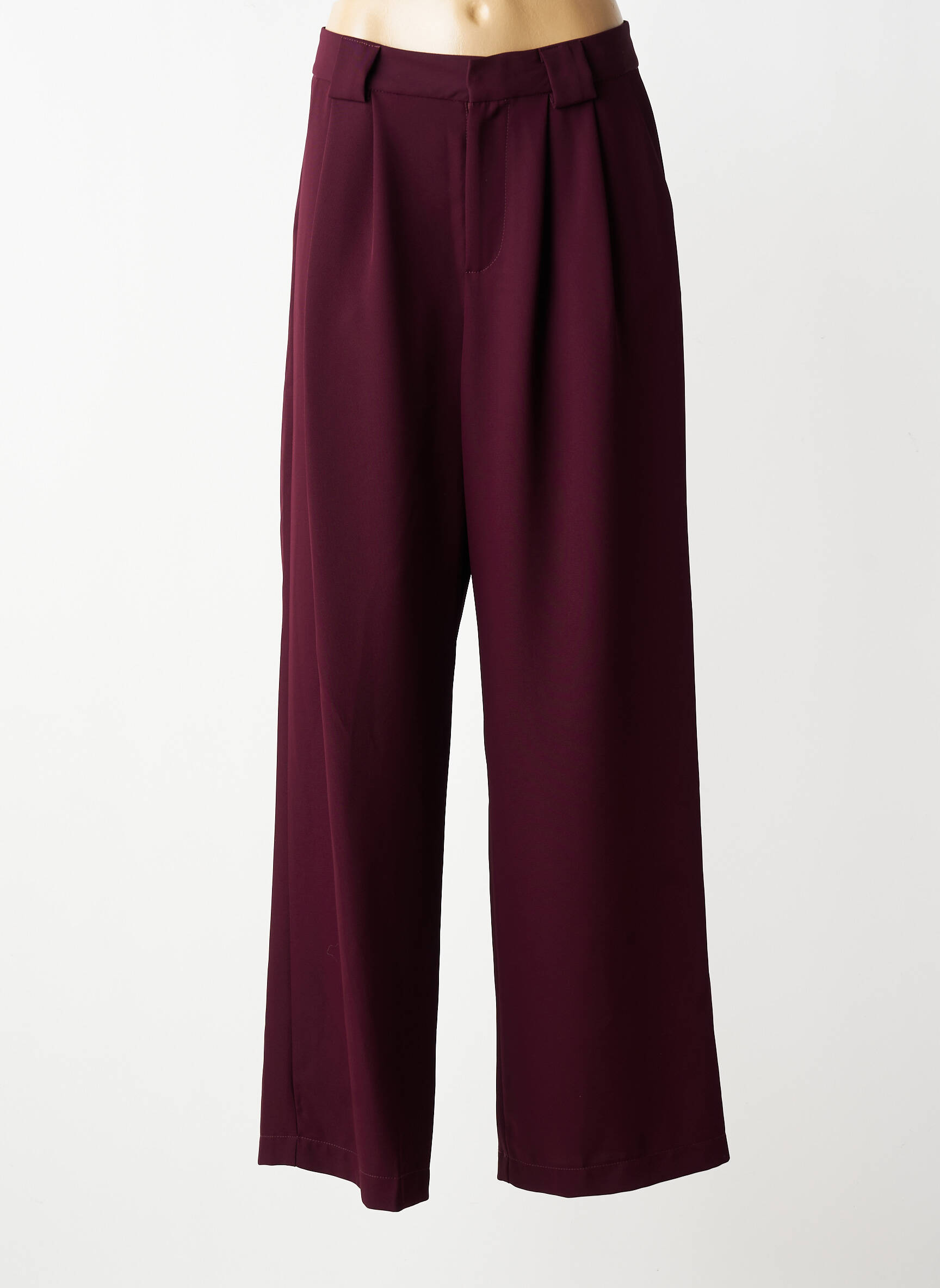 Pantalon larg țesătură crep talie înaltă roșu LUMINA femeie