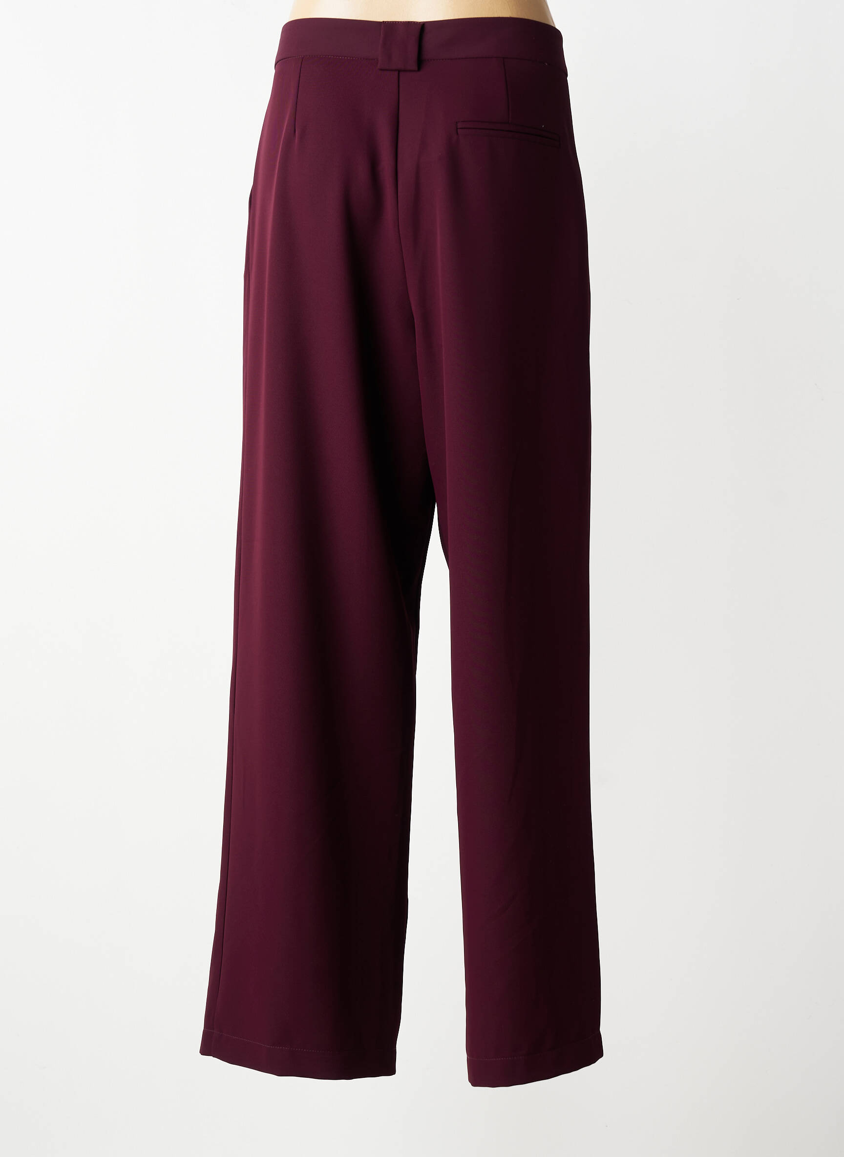 Pantalon larg țesătură crep talie înaltă roșu LUMINA femeie