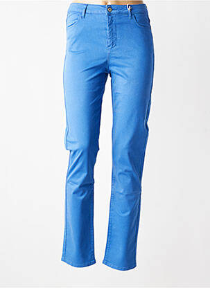 Pantalon slim țesătură poplin mărime normală albastru KANOPE femeie