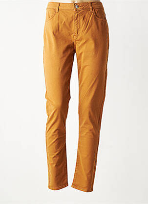 Pantalon slim țesătură poplin mărime normală galben KANOPE femeie