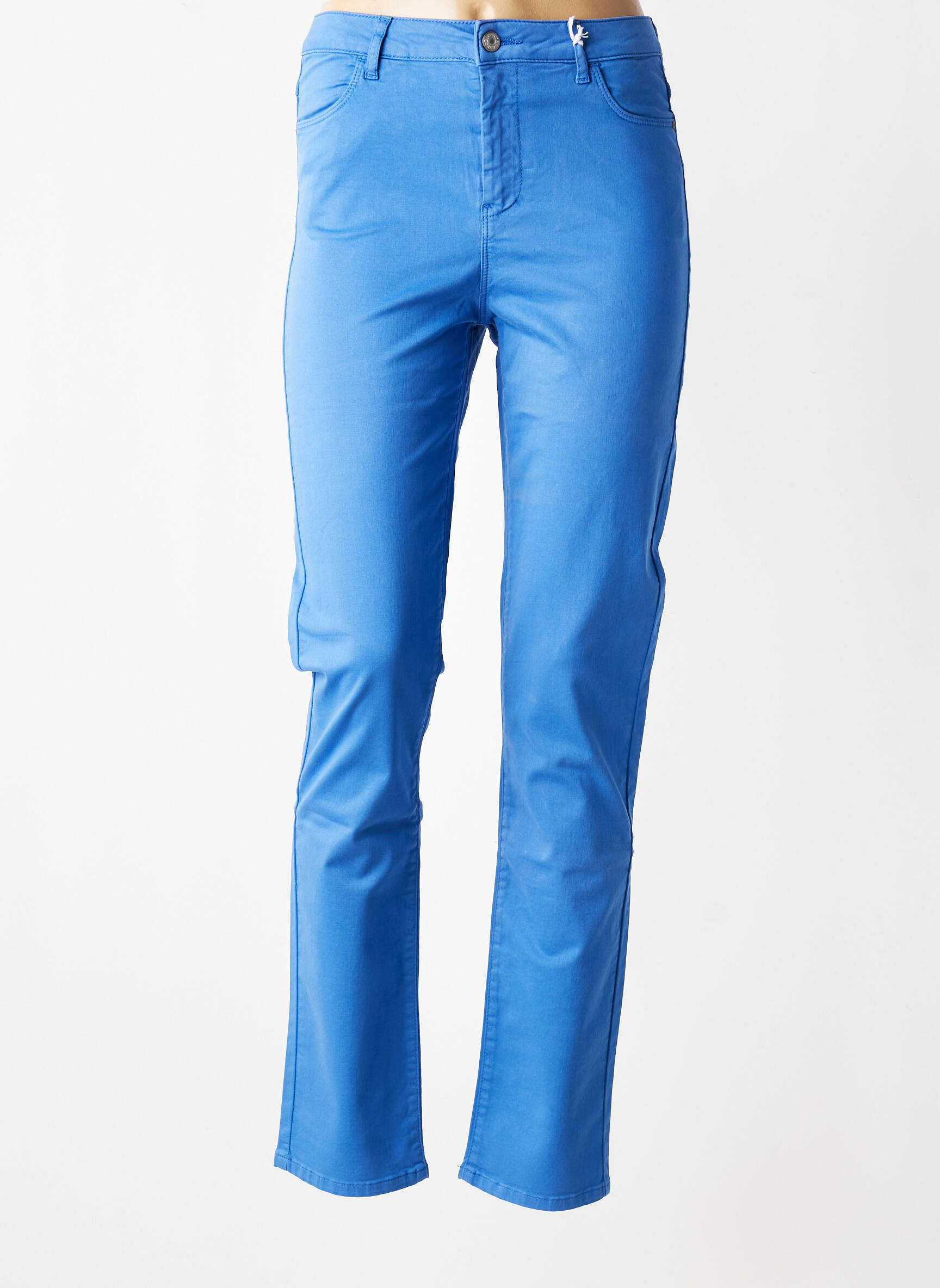 Pantalon slim țesătură poplin mărime normală albastru KANOPE femeie